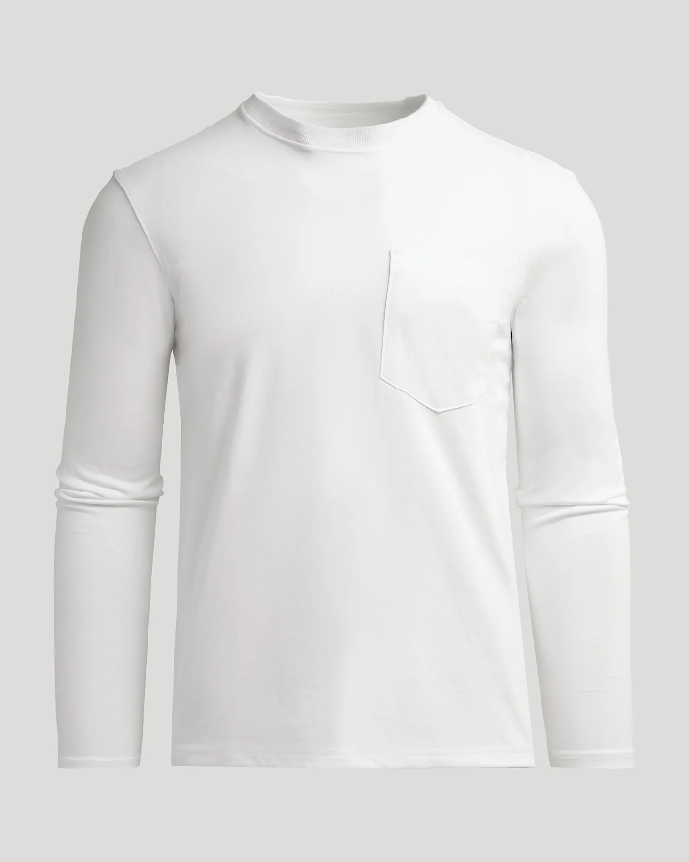 White Heavyweight Long Sleeve Pocket Crew - Image 2