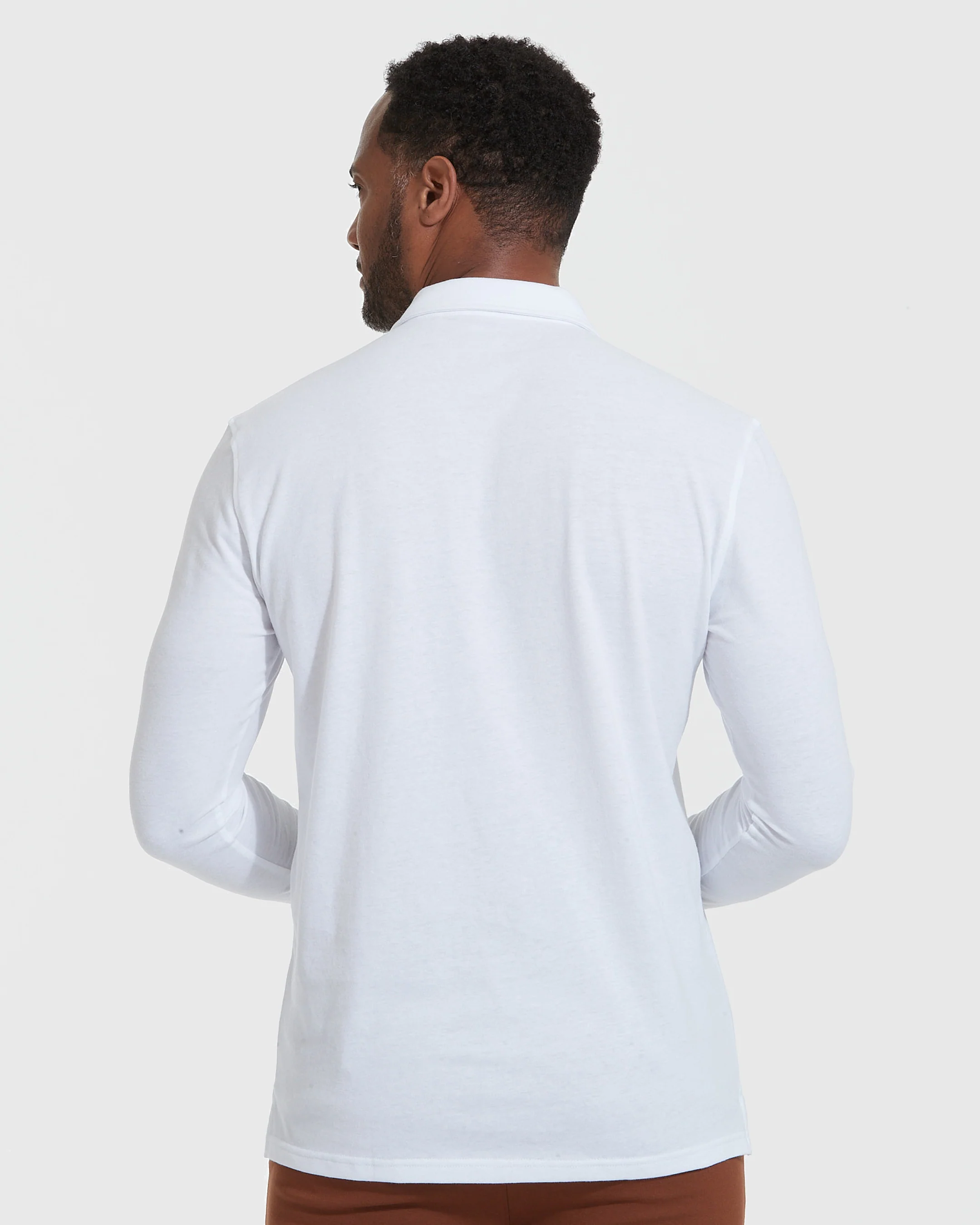 White Long Sleeve Polo - Image 4