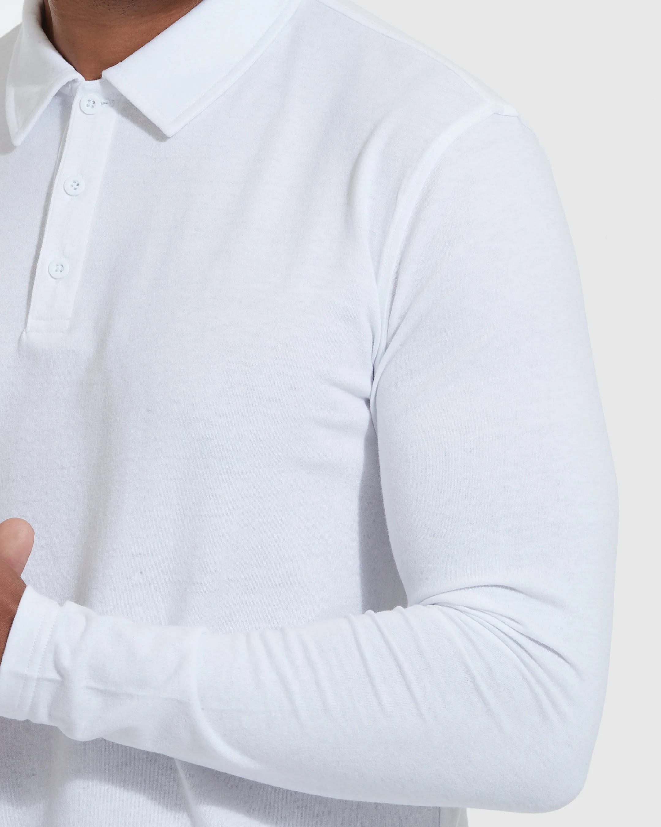 White Long Sleeve Polo - Image 5