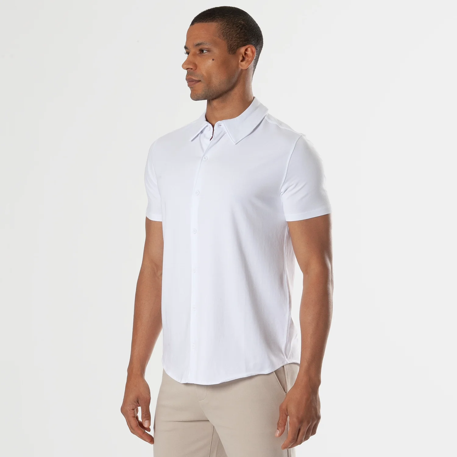 White Short Sleeve Knit Shirt - Image 4