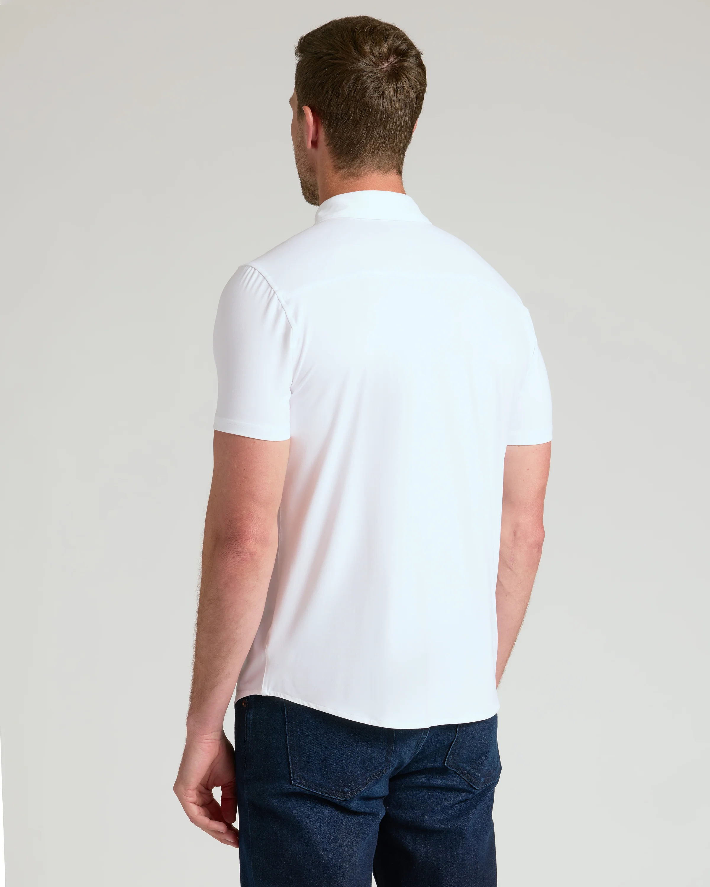 White Short Sleeve Comfort Knit Shirt - Image 3