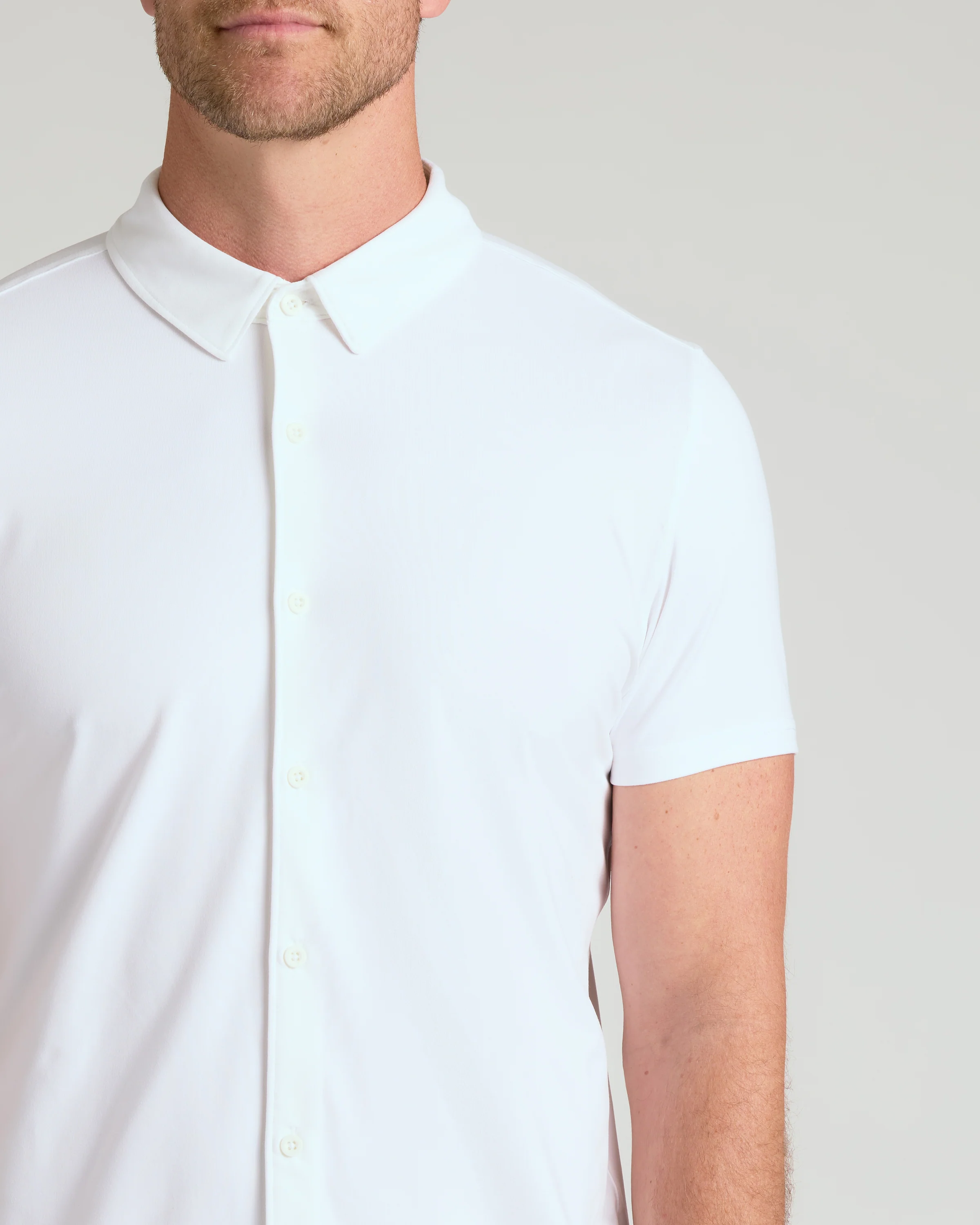 White Short Sleeve Comfort Knit Shirt - Image 5