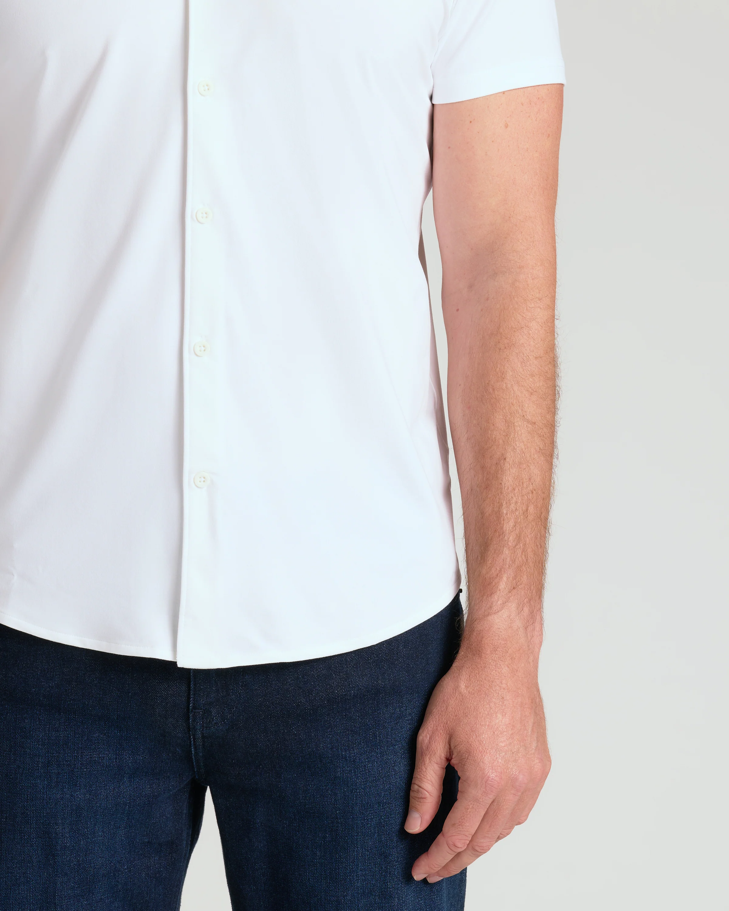 White Short Sleeve Comfort Knit Shirt - Image 6
