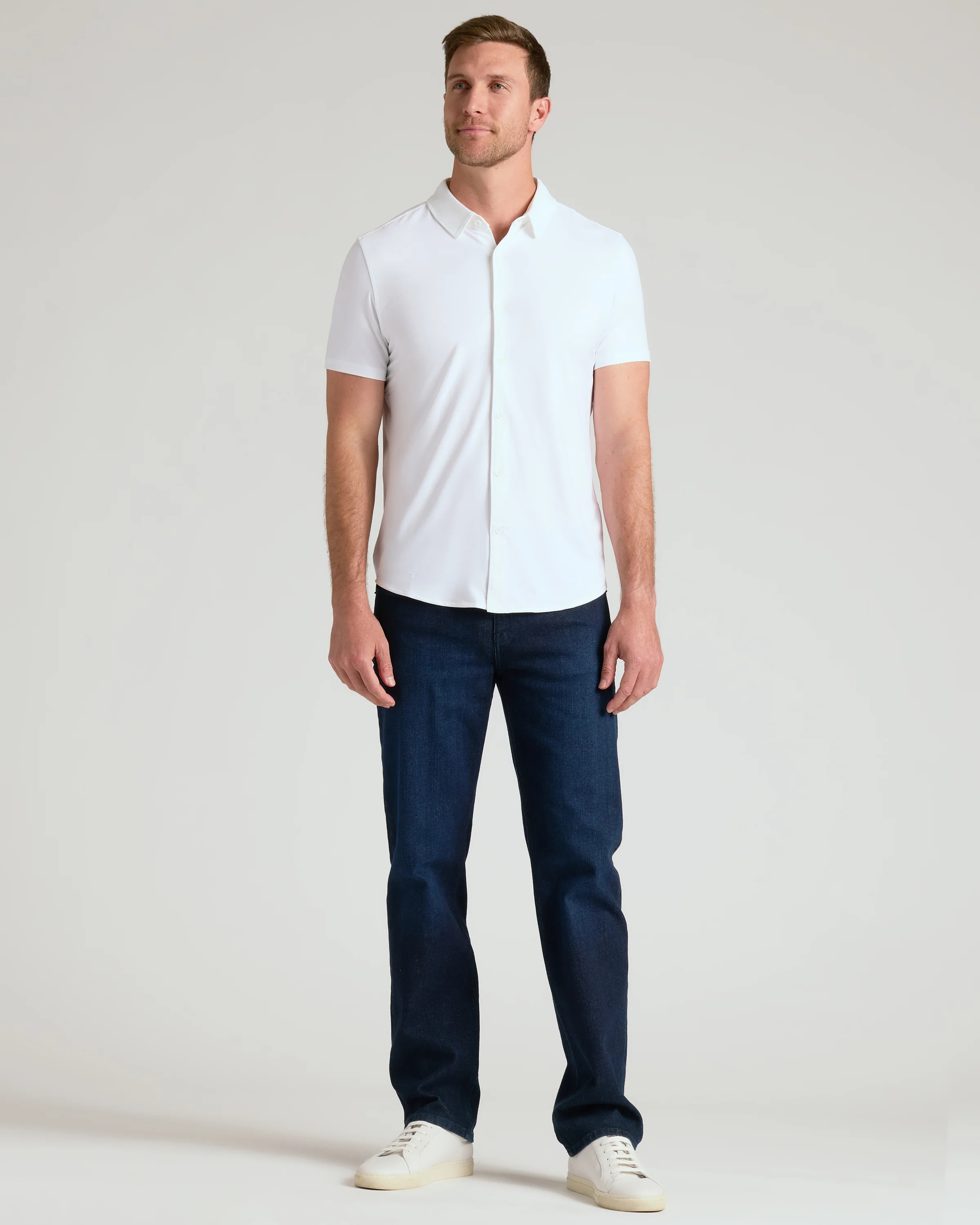 White Short Sleeve Comfort Knit Shirt - Image 8