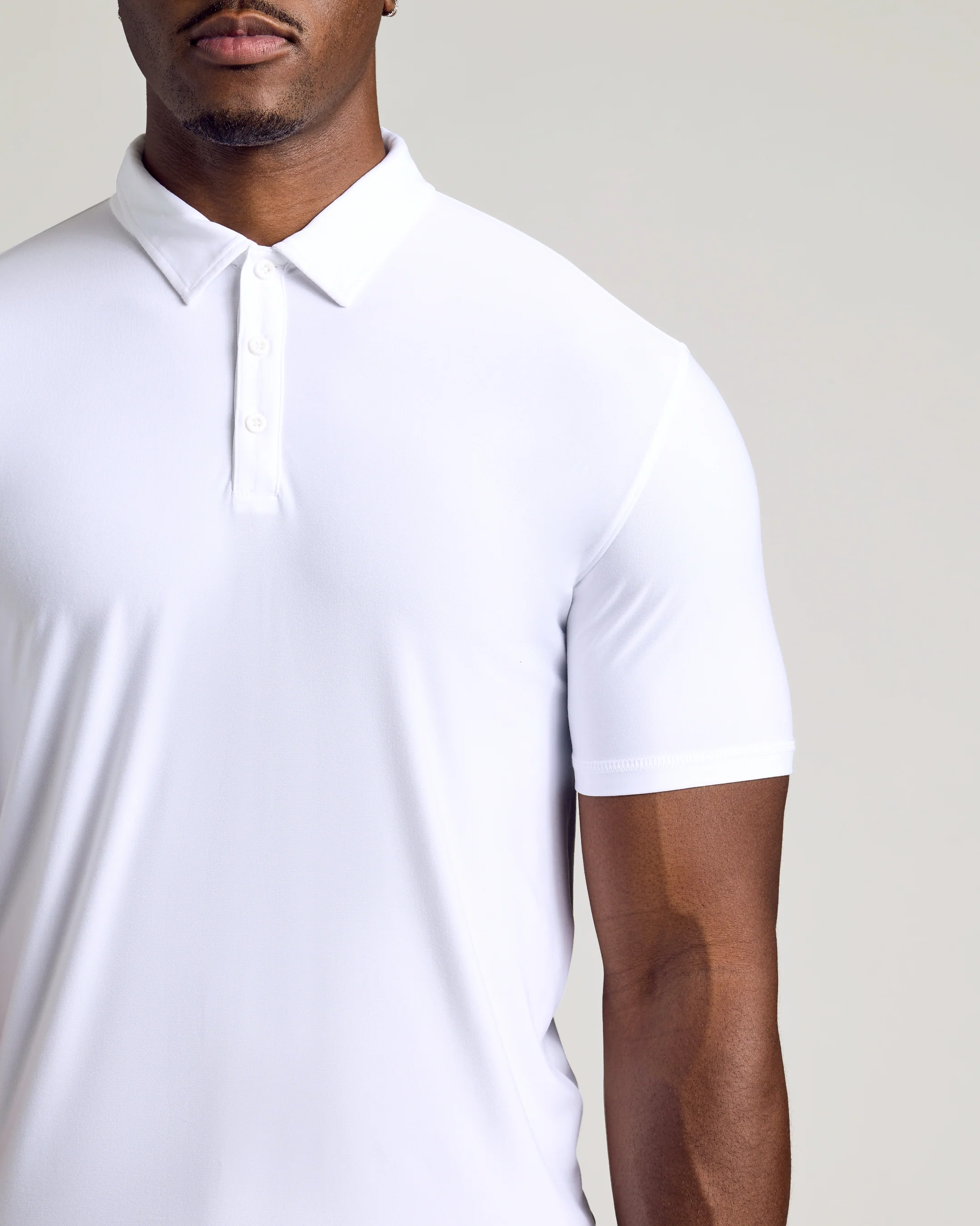White Short Sleeve Tall Active Polo - Image 4