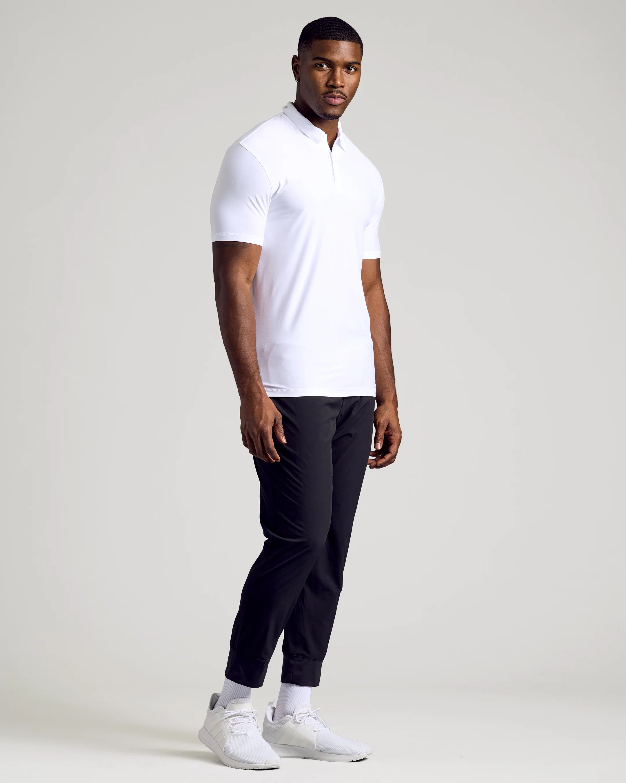 White Short Sleeve Tall Active Polo - Image 6