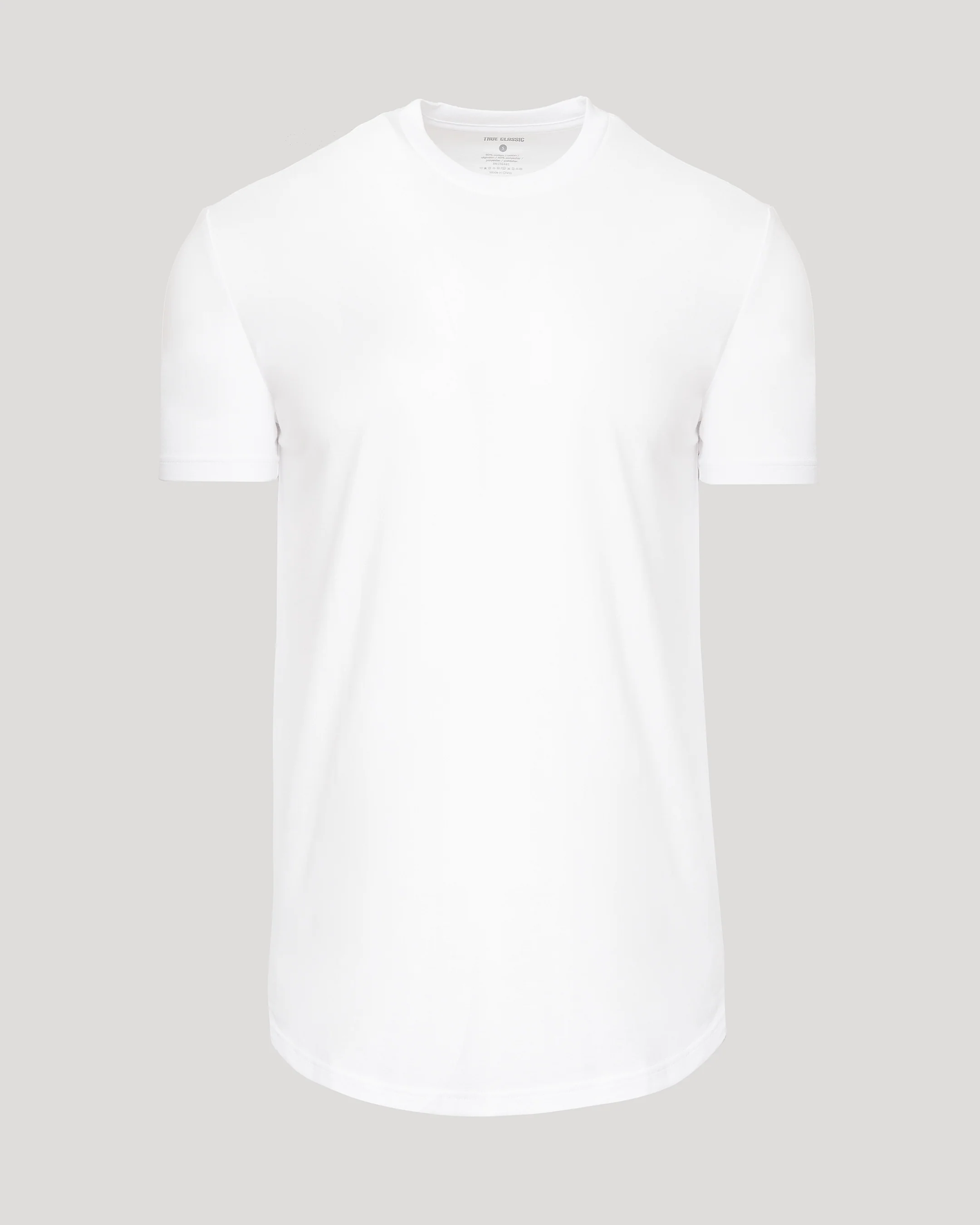 White Short Sleeve Tall Curved Hem Crew - Image 2