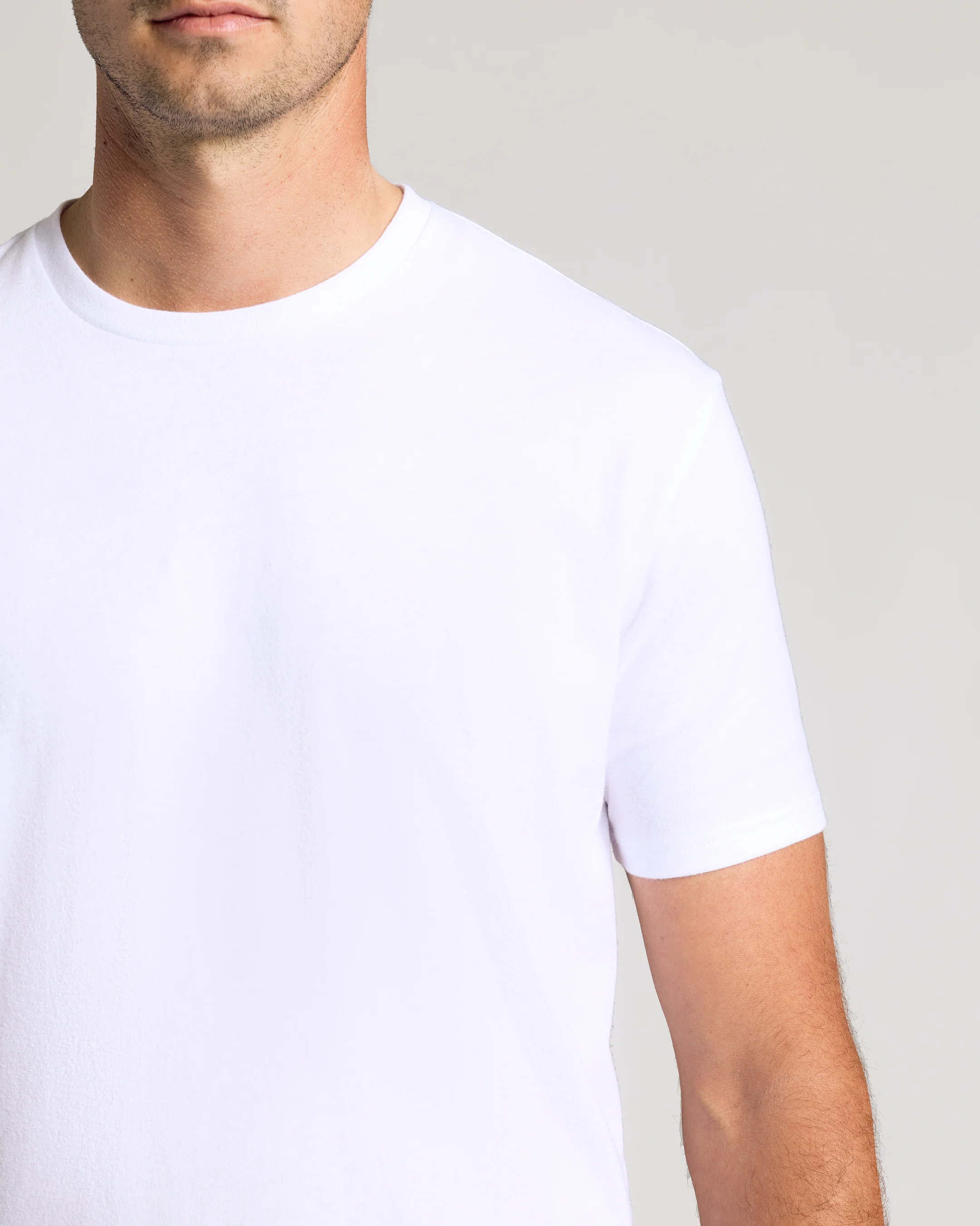 White Short Sleeve Tall Curved Hem Crew - Image 5