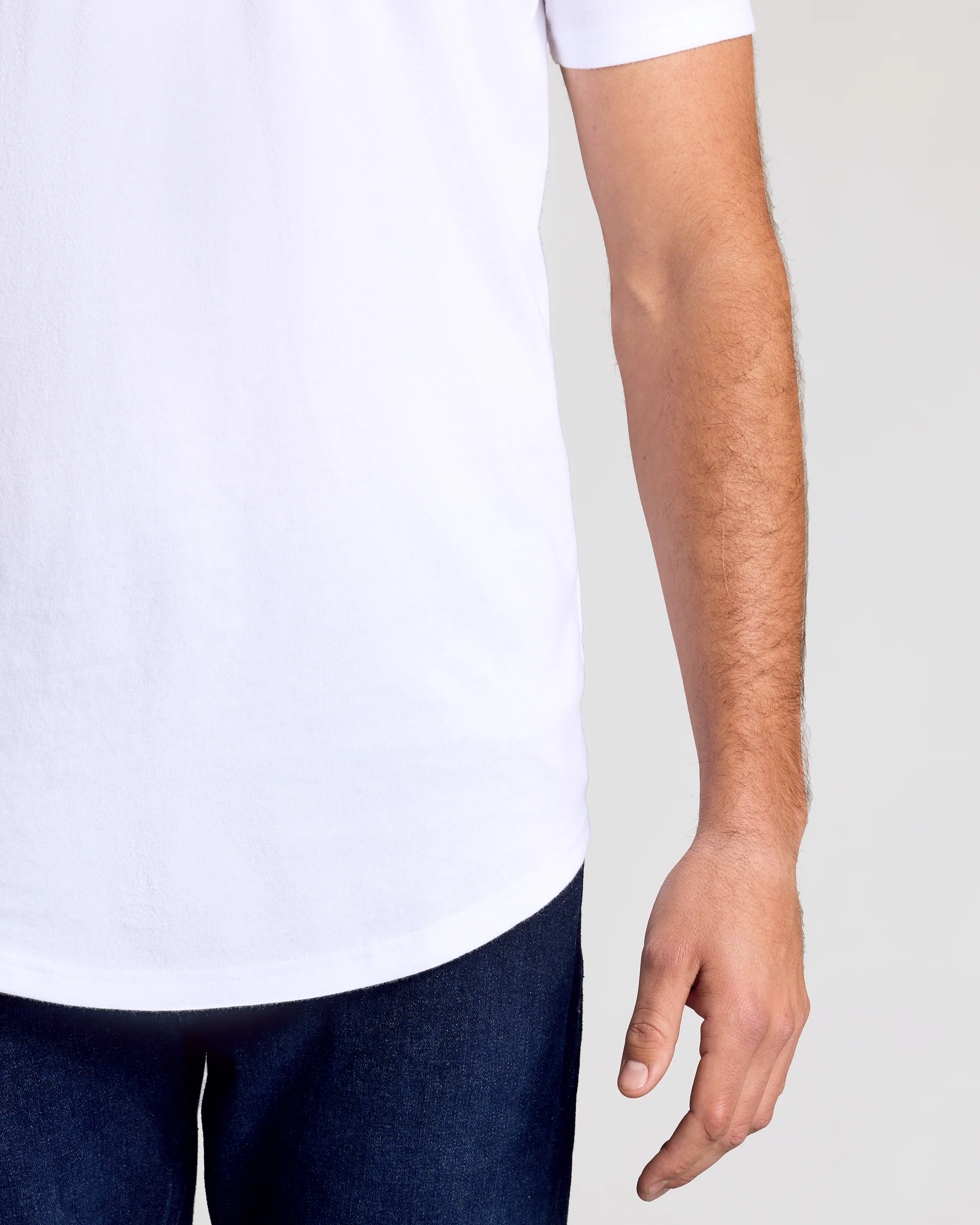 White Short Sleeve Tall Curved Hem Crew - Image 6