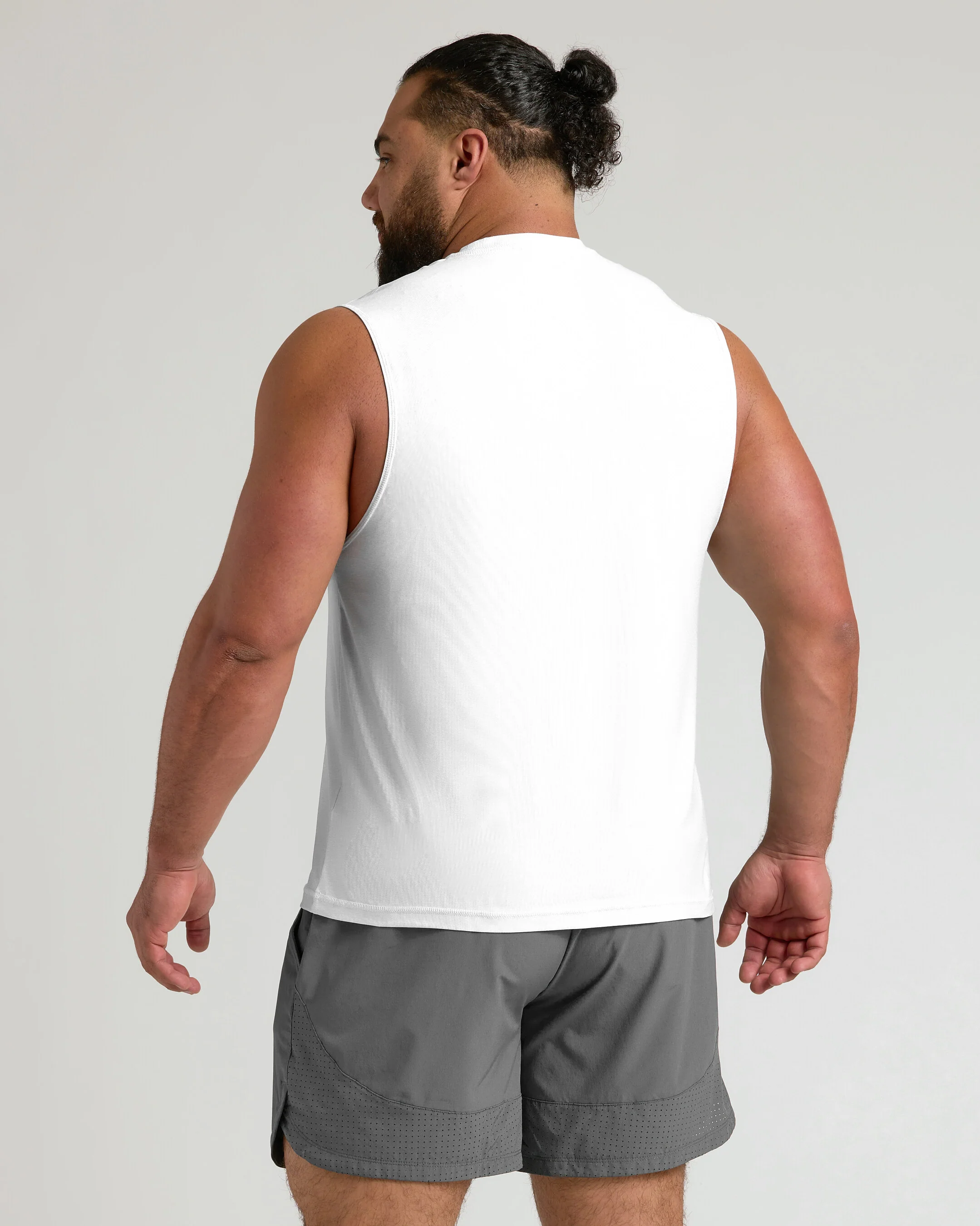 White Sleeveless Active Muscle Tee - Image 3