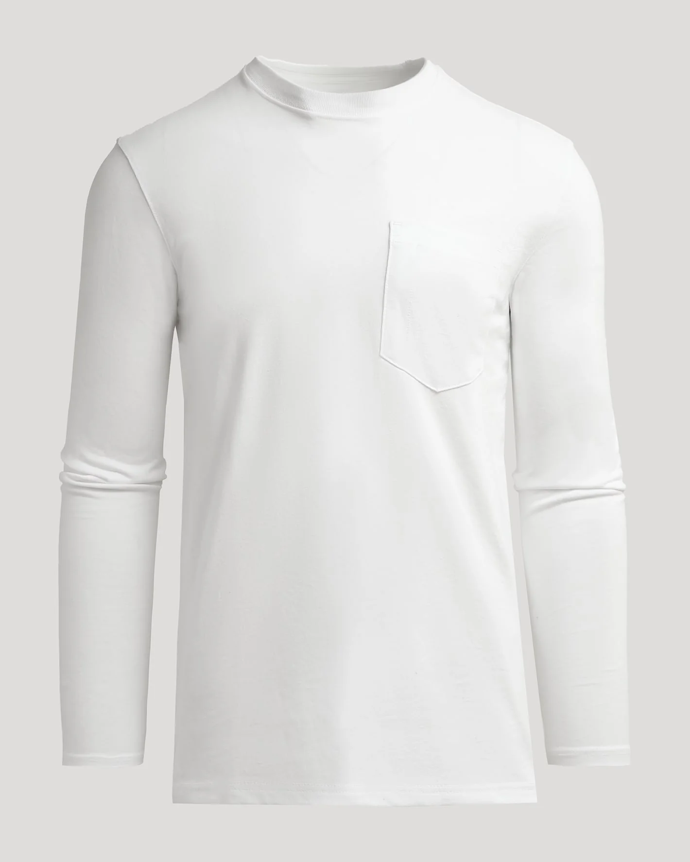 White Tall Heavyweight Long Sleeve Pocket Crew - Image 2