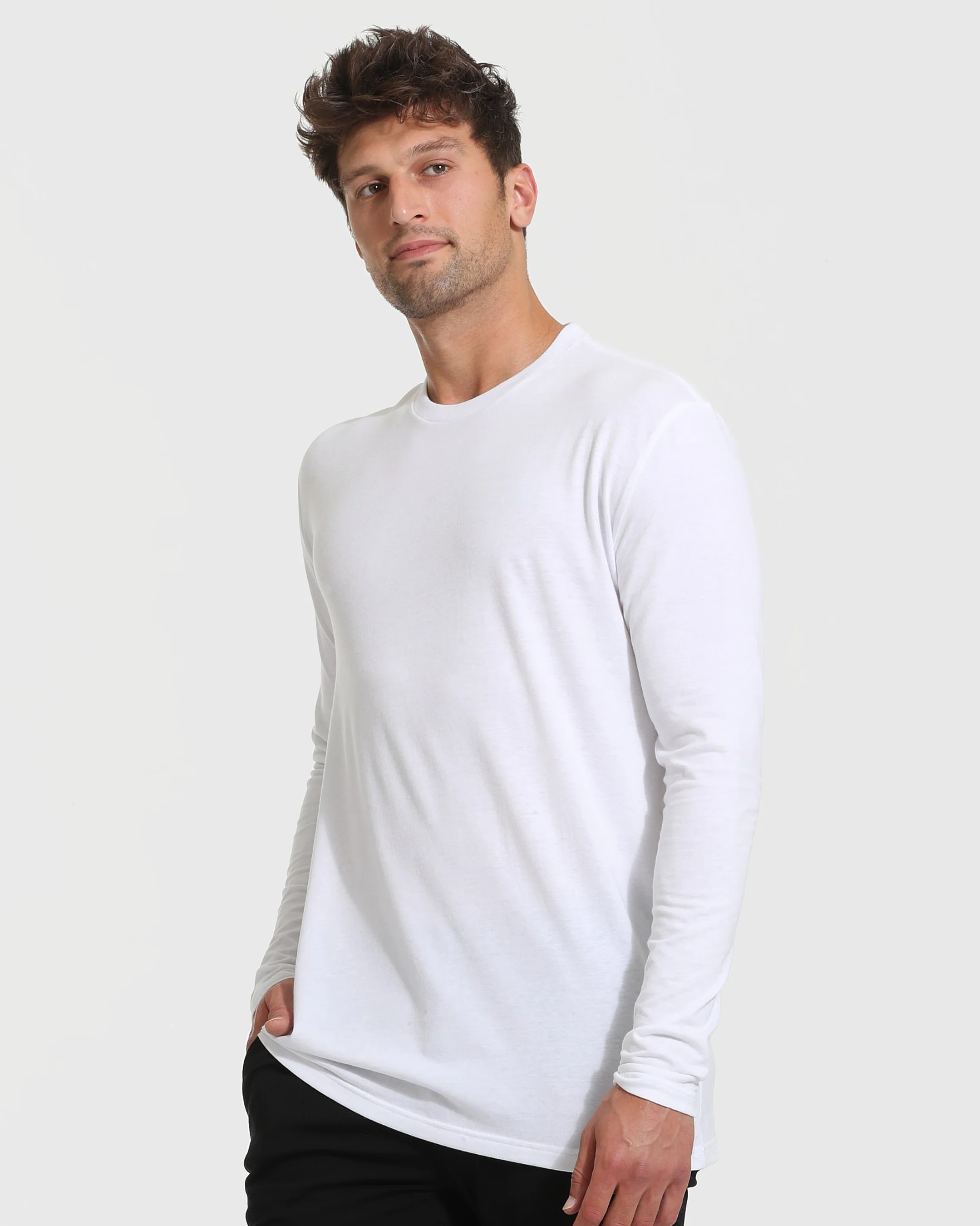 White Tall Long Sleeve T-Shirt - Image 3