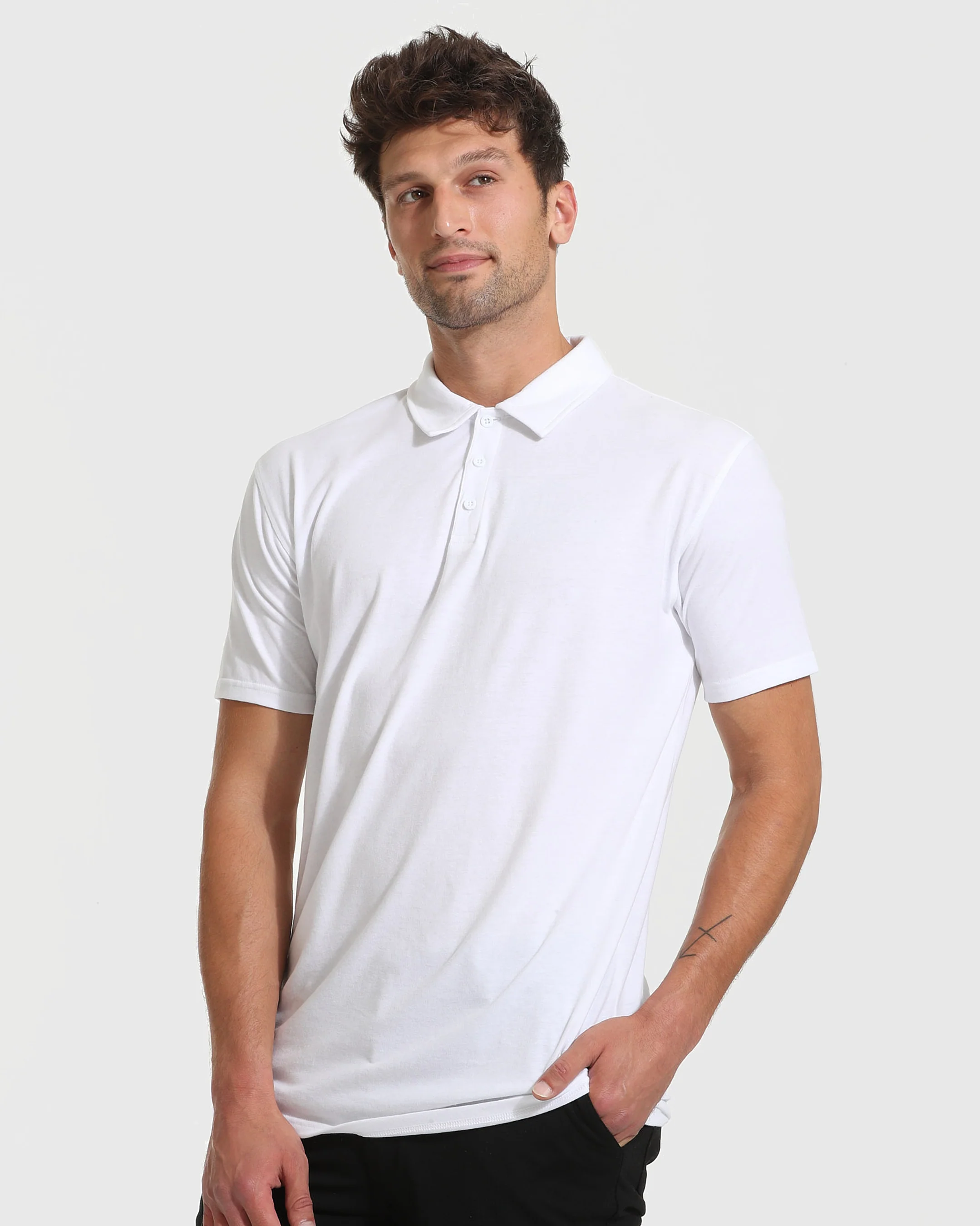 White Short Sleeve Tall Polo - Image 3