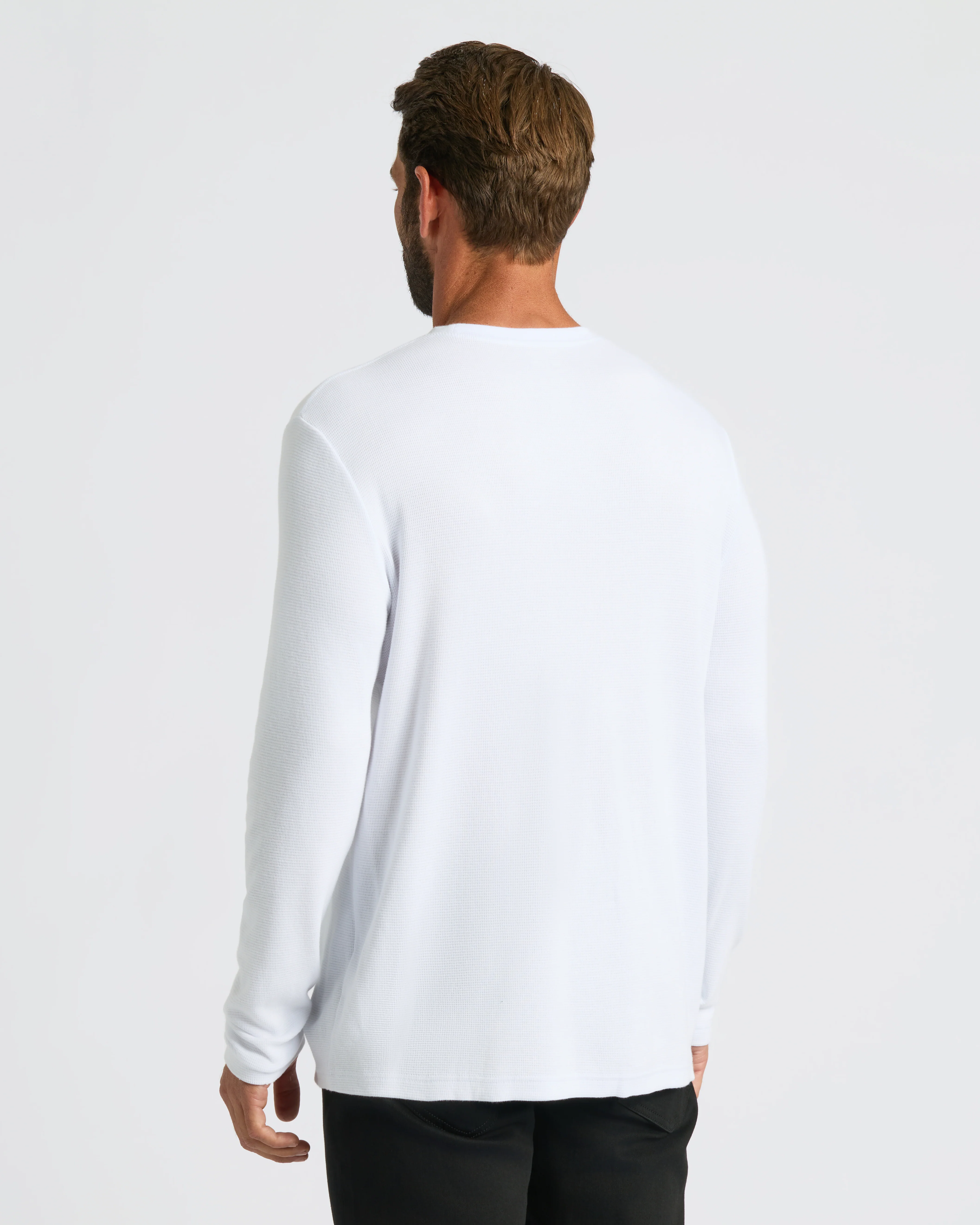 White Waffle Long Sleeve Crew Neck - Image 4