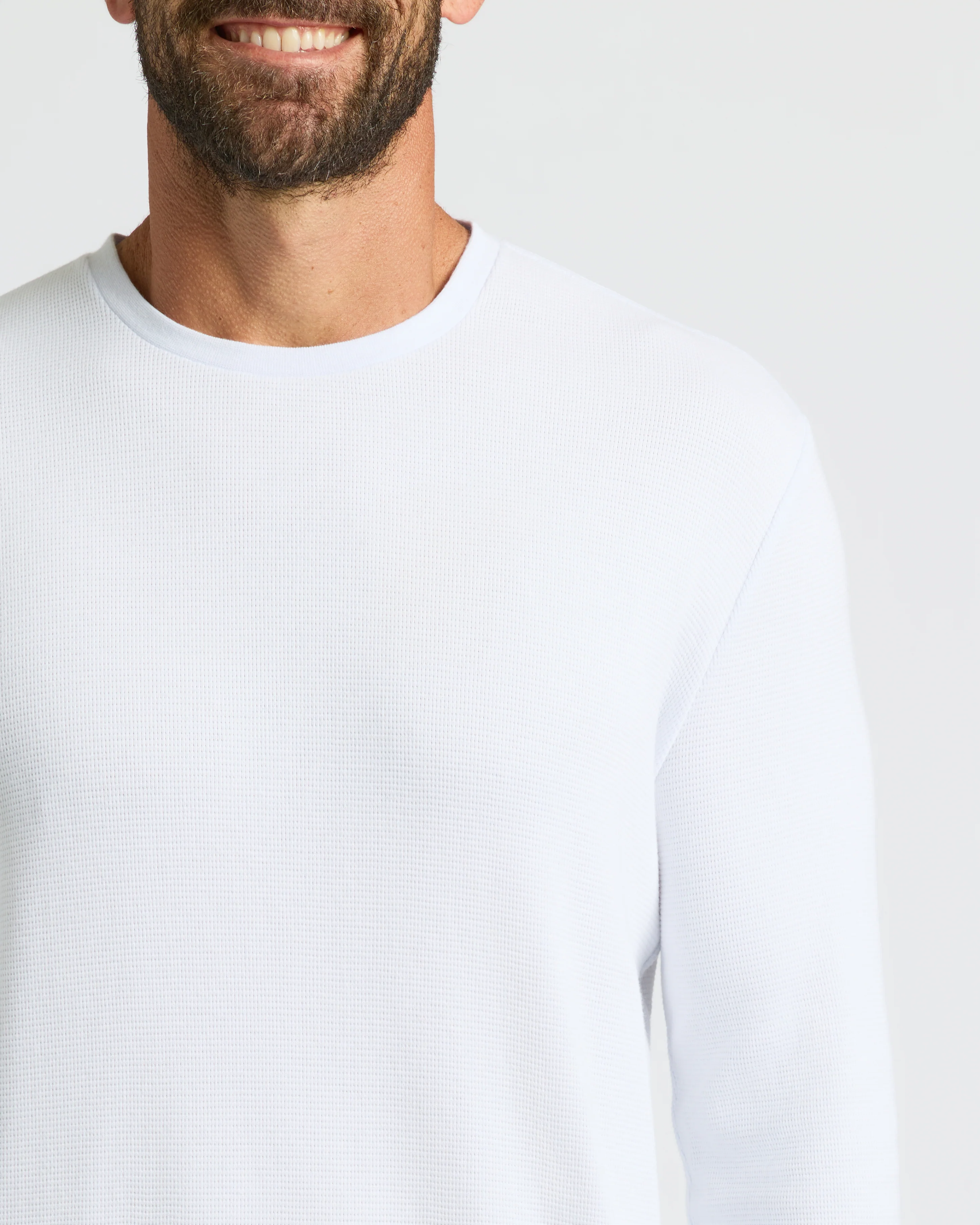 White Waffle Long Sleeve Crew Neck - Image 6