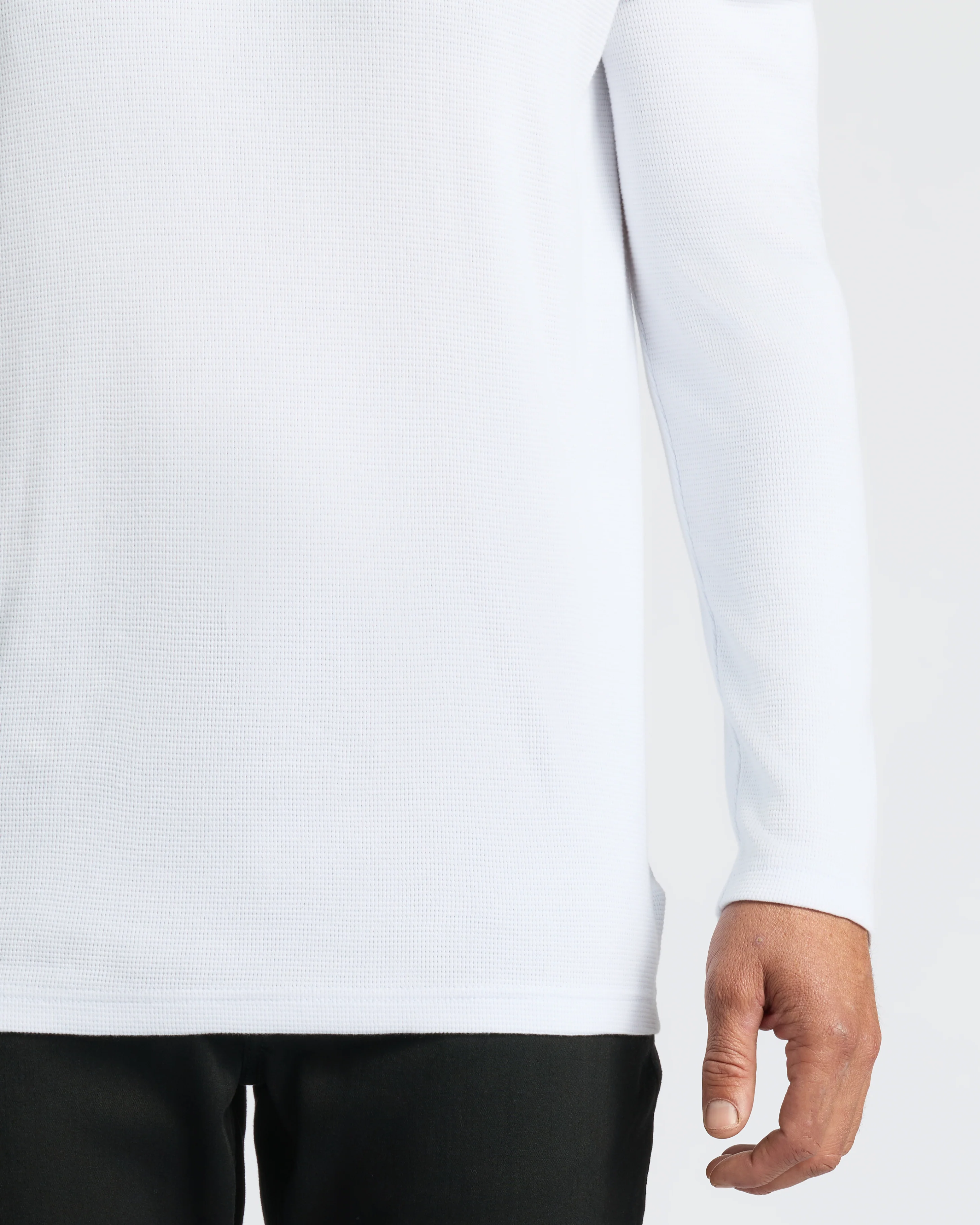 White Waffle Long Sleeve Crew Neck - Image 7