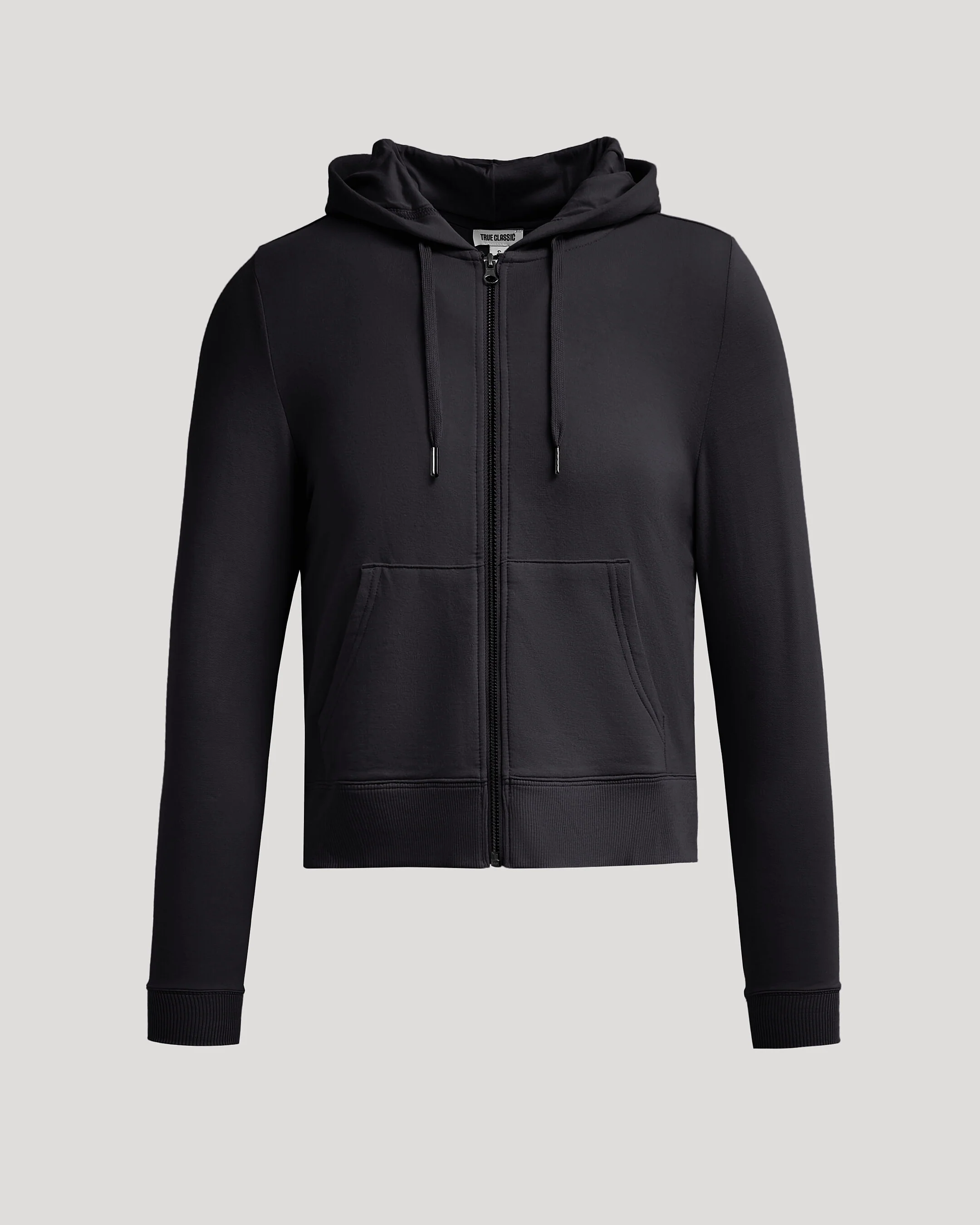 Womens Black Crop Zip Hoodie - Image 2