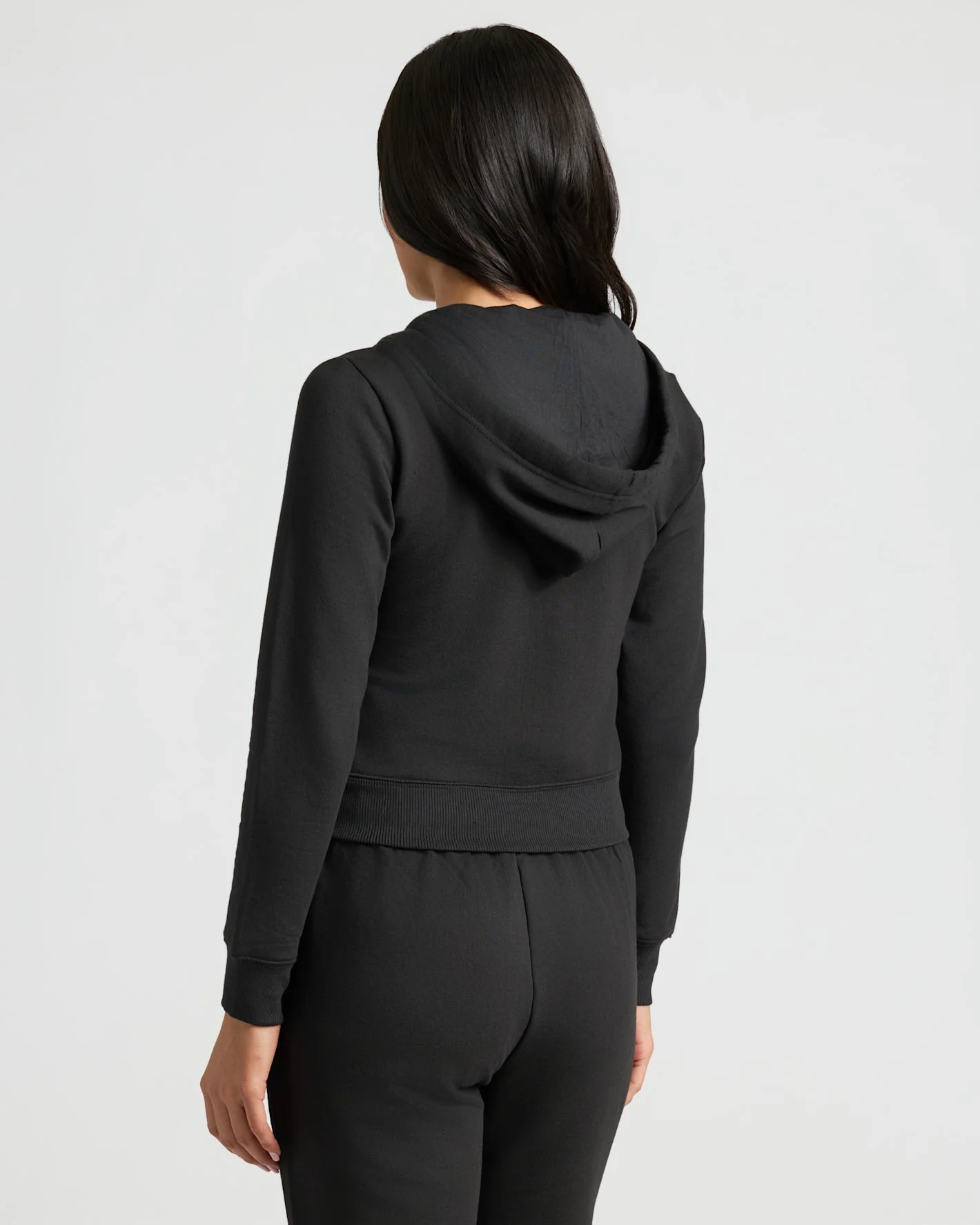 Womens Black Crop Zip Hoodie - Image 4