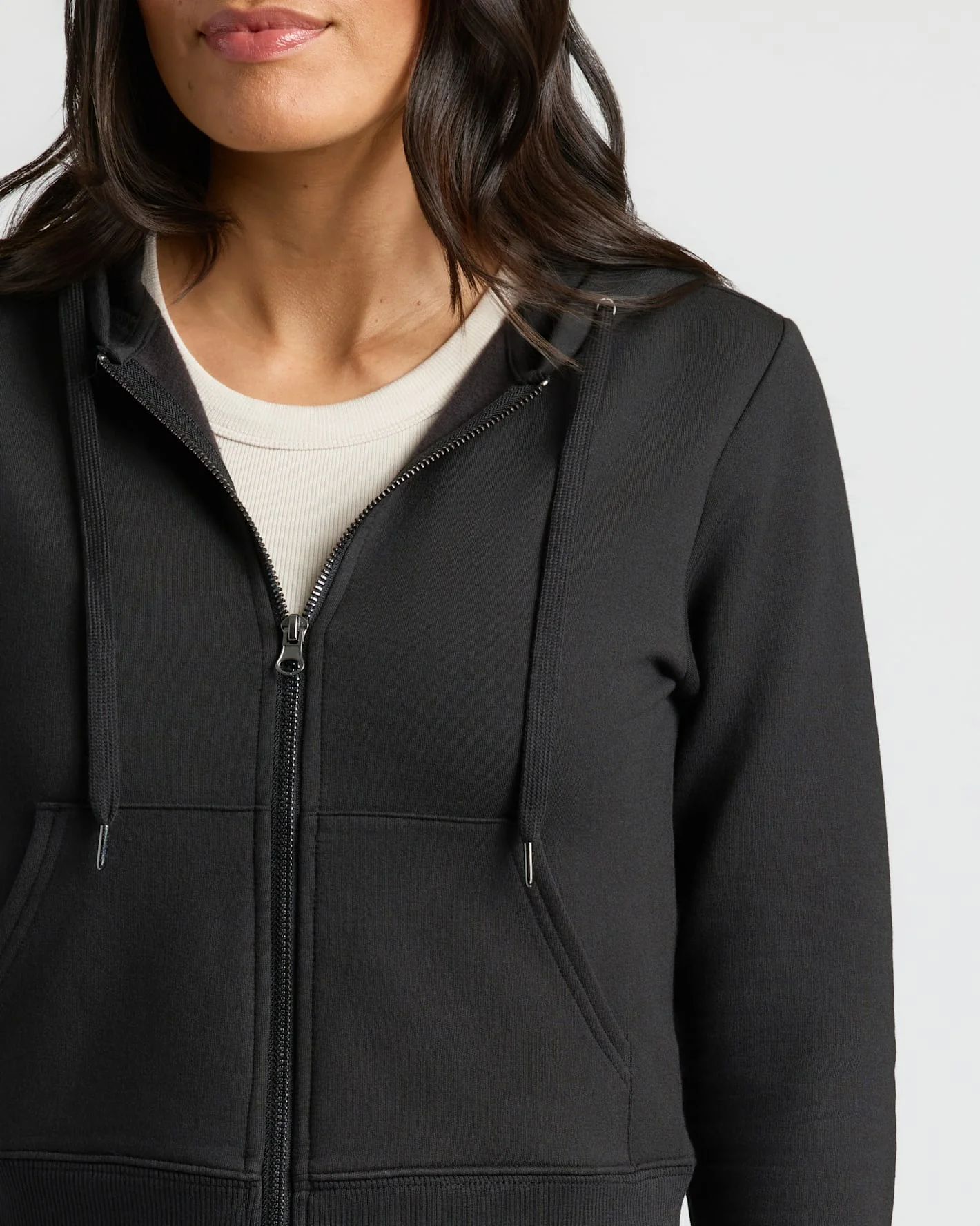 Womens Black Crop Zip Hoodie - Image 5
