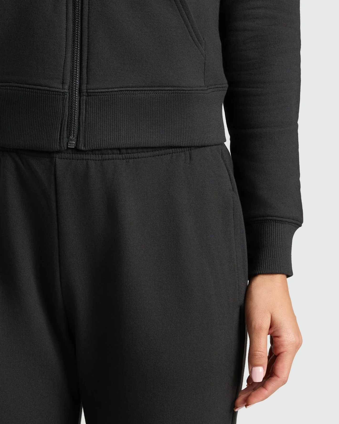 Womens Black Crop Zip Hoodie - Image 6