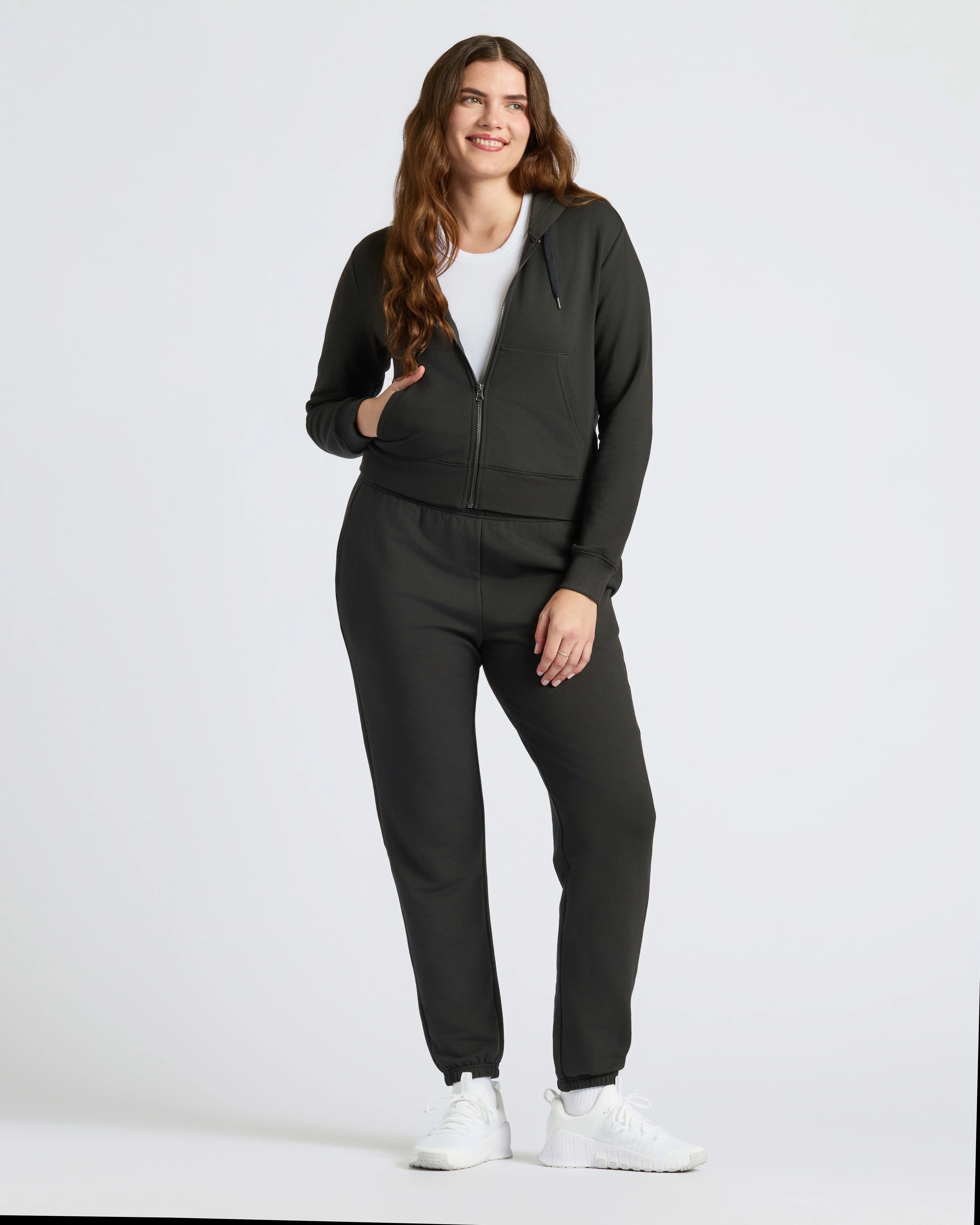 Womens Black Crop Zip Hoodie - Image 7
