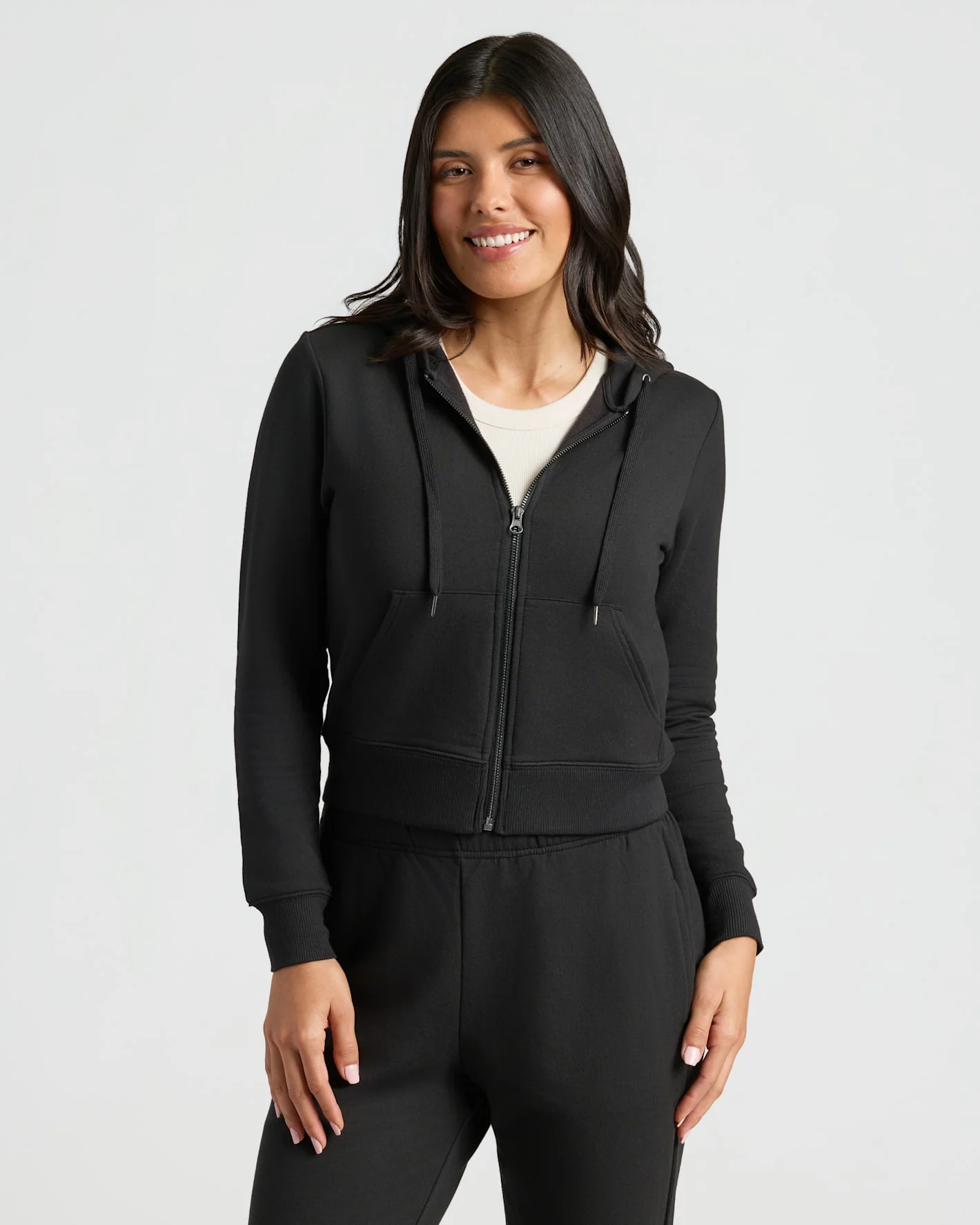 Womens Black Crop Zip Hoodie & Relaxed Jogger 2-Pack - Image 3