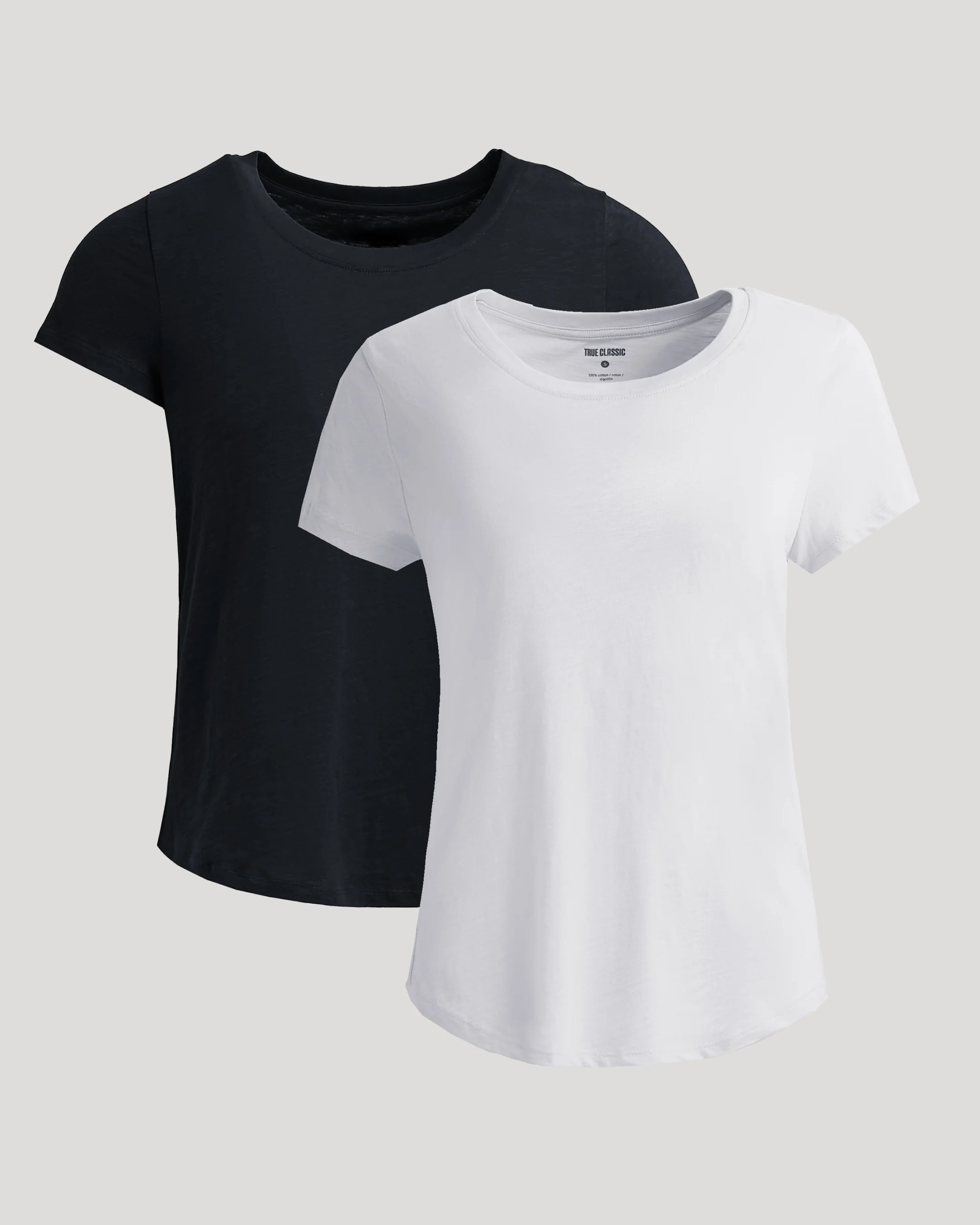 Womens Black & White Slub Scoop Neck Tee 2-Pack