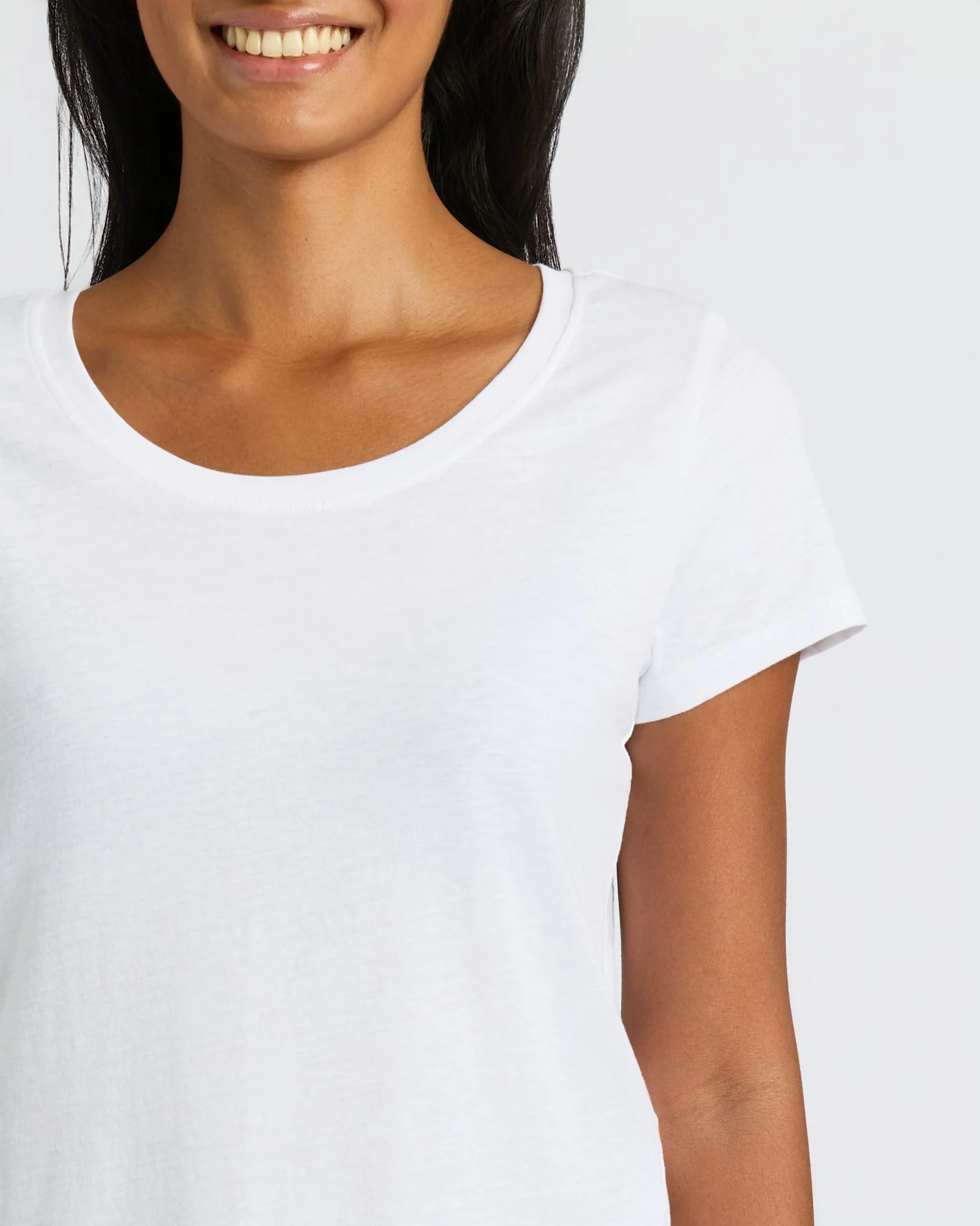 Womens White Slub Scoop Neck Tee - Image 5