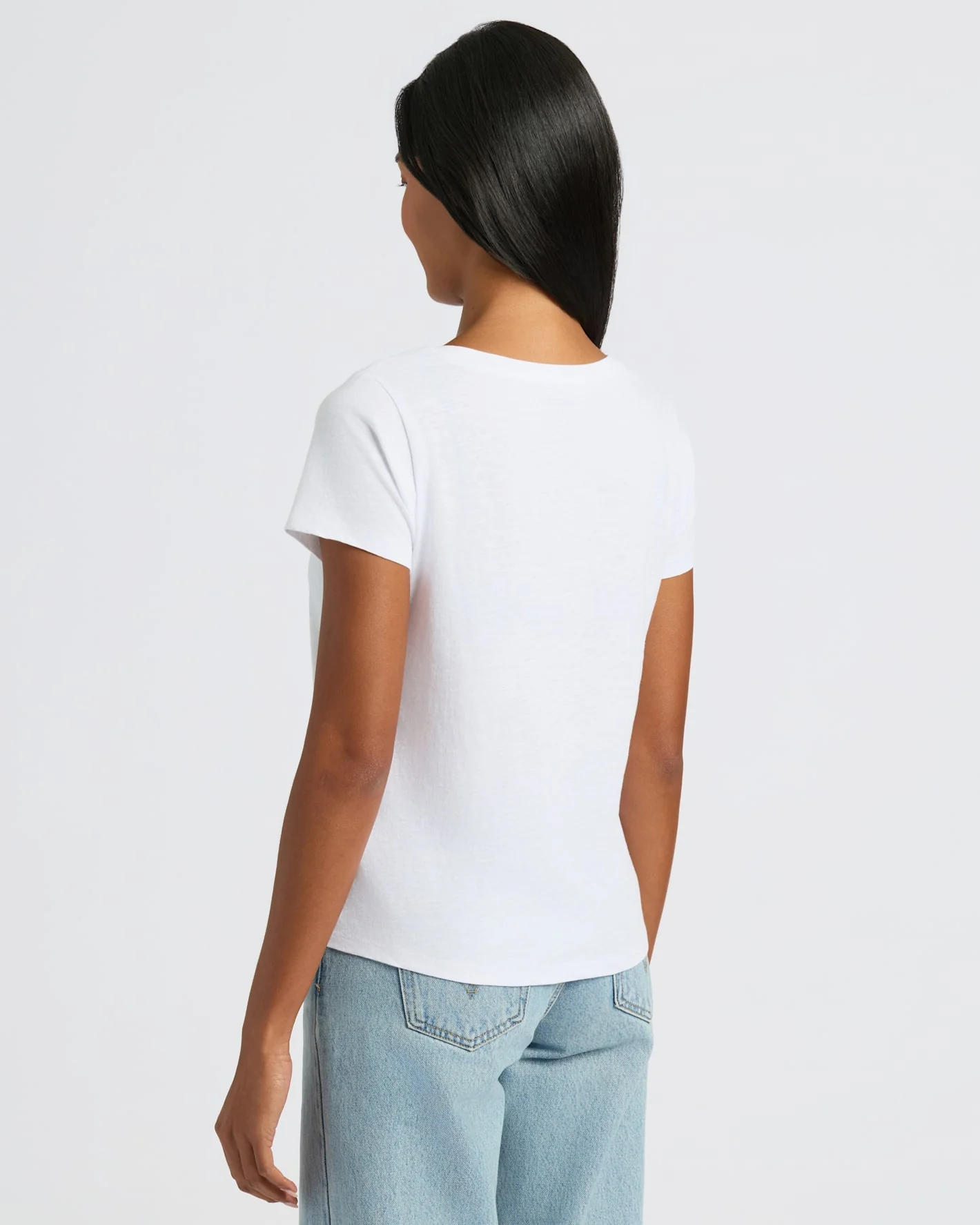 Womens White Slub Scoop Neck Tee - Image 4