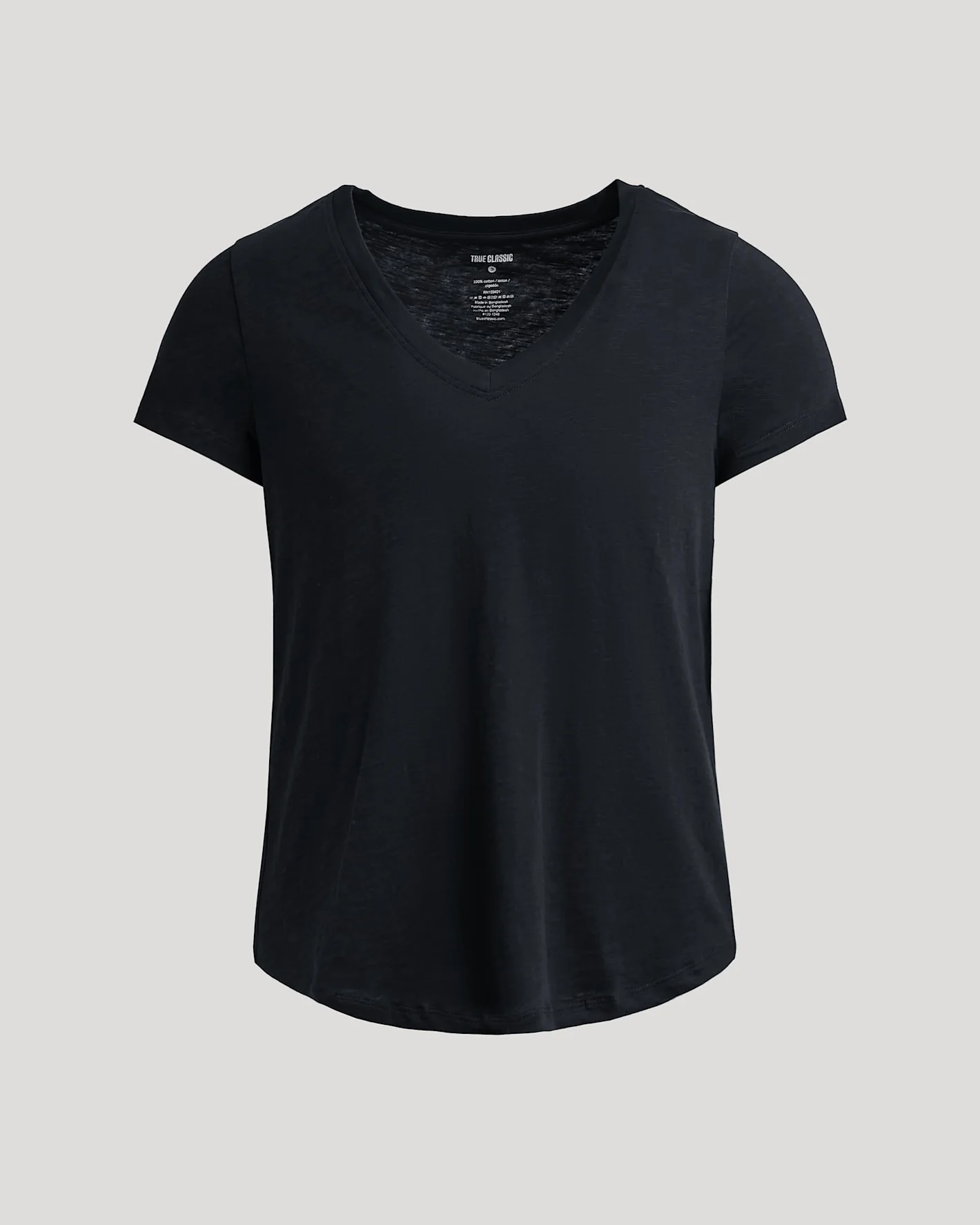 Womens Black Relaxed Slub V-Neck Tee - Image 2