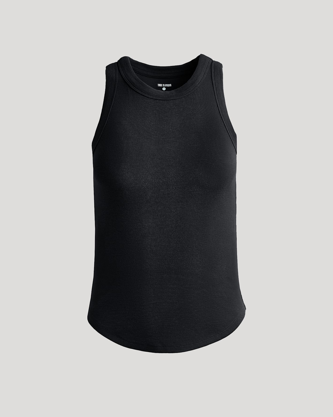 Womens Black Ribbed High Neck Tank - Image 2