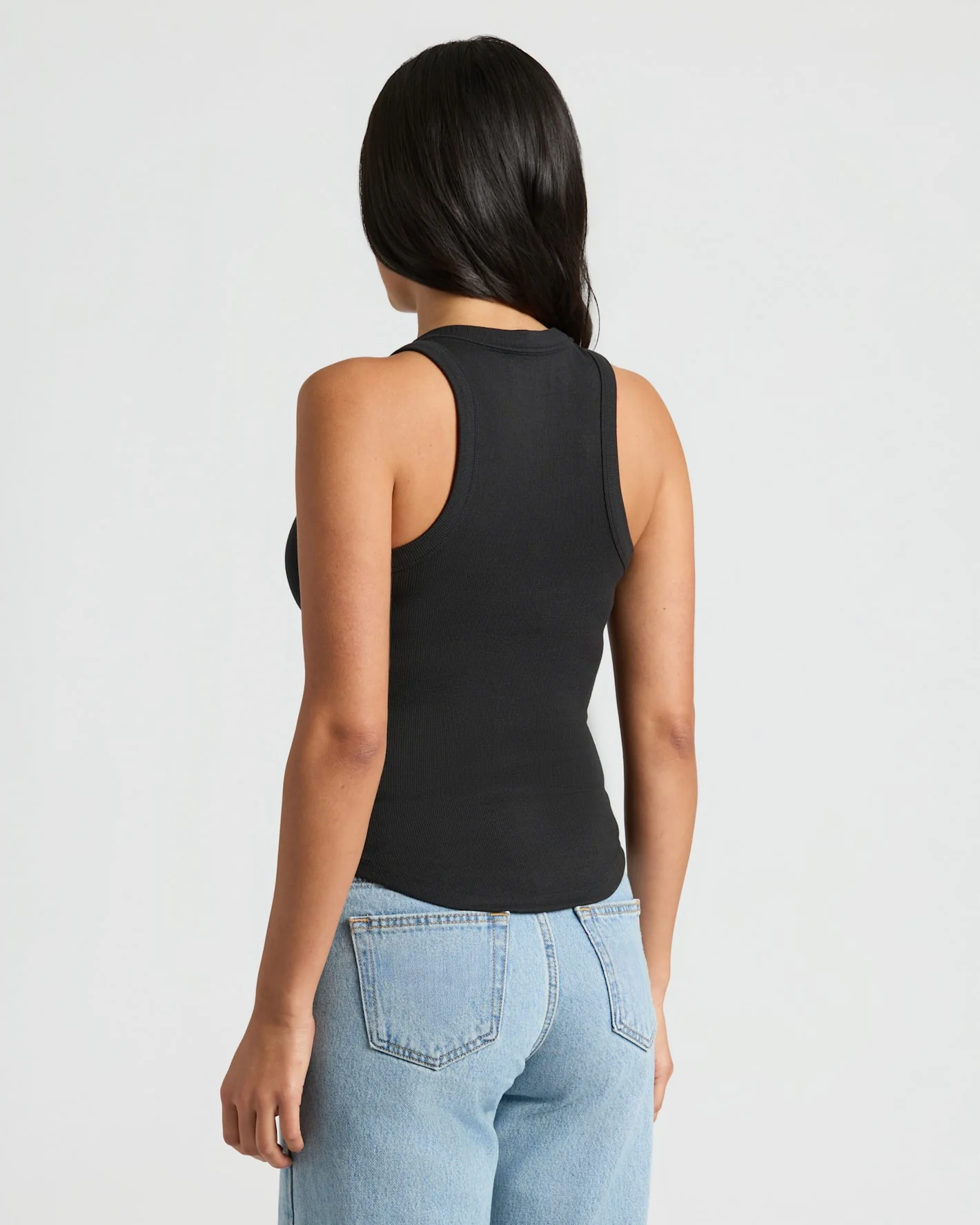 Womens Black Ribbed High Neck Tank 3-Pack - Image 4