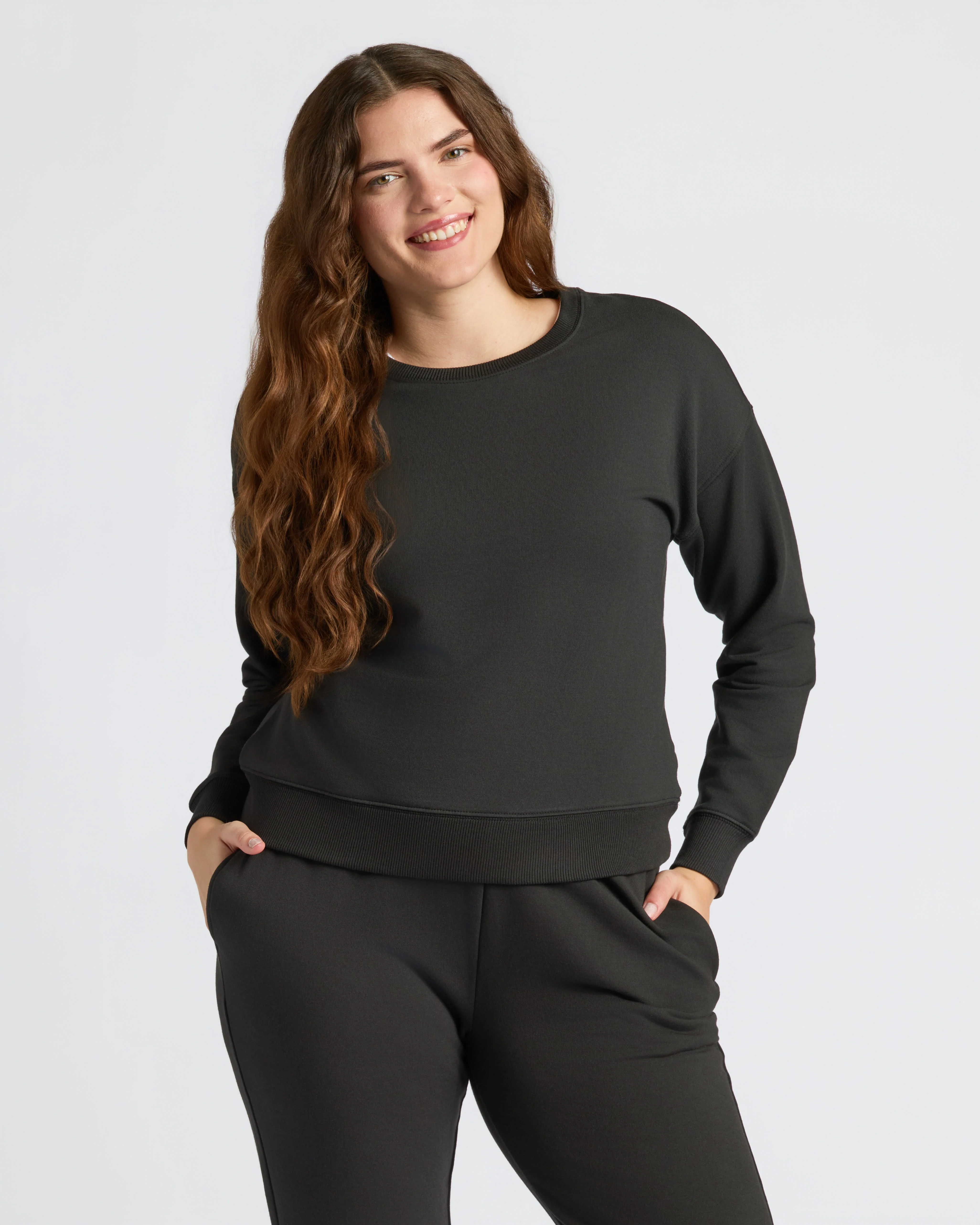 Womens Black Slouch Pullover Crew - Image 9