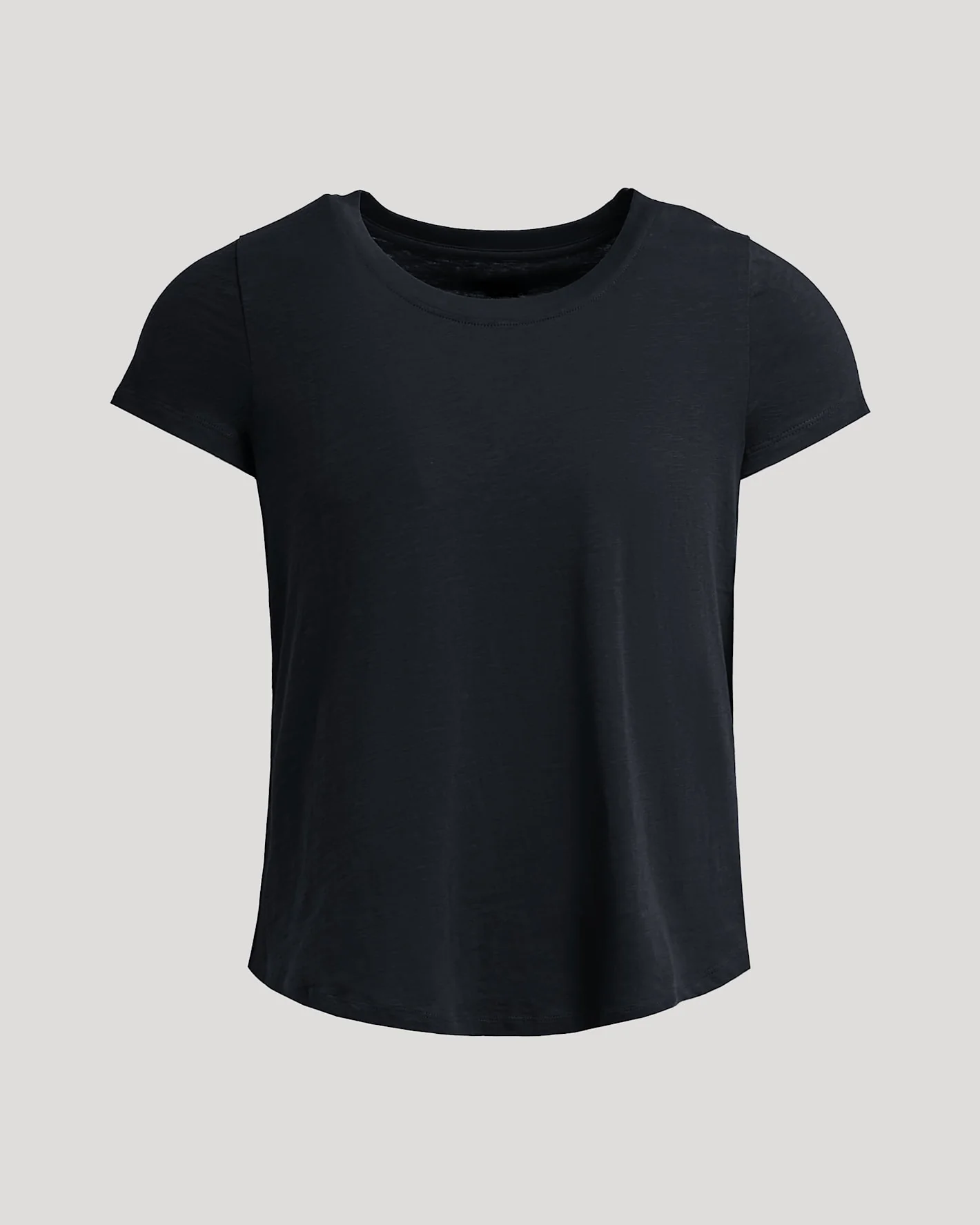 Womens Black Slub Scoop Neck Tee - Image 2