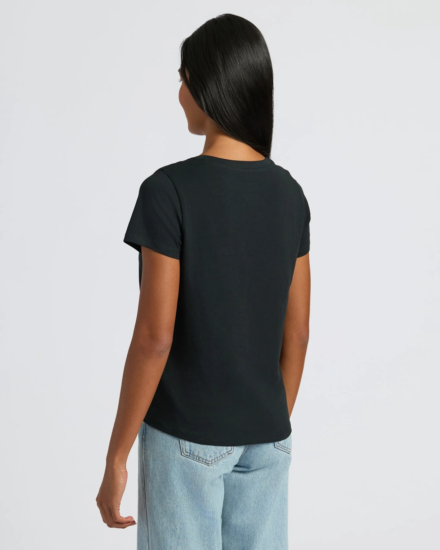 Womens Black Slub Scoop Neck Tee - Image 4