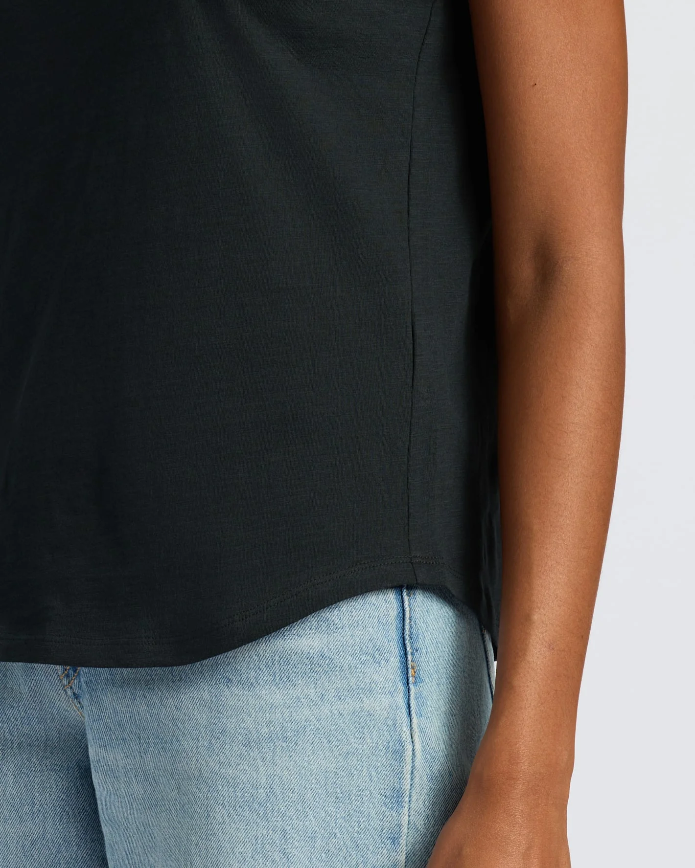 Womens Black Slub Scoop Neck Tee - Image 7