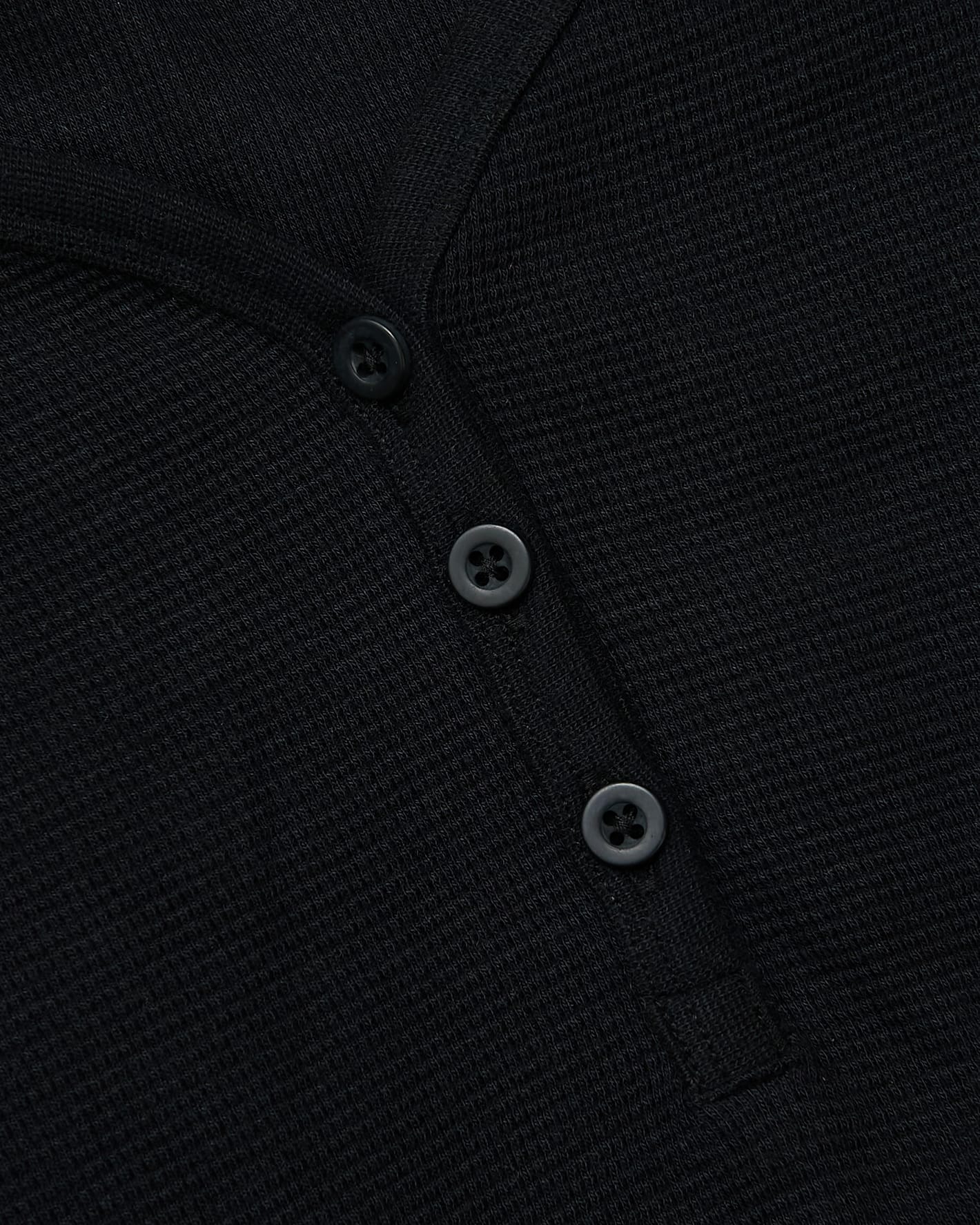 Womens Black Waffle Long Sleeve Boxy Henley - Image 8