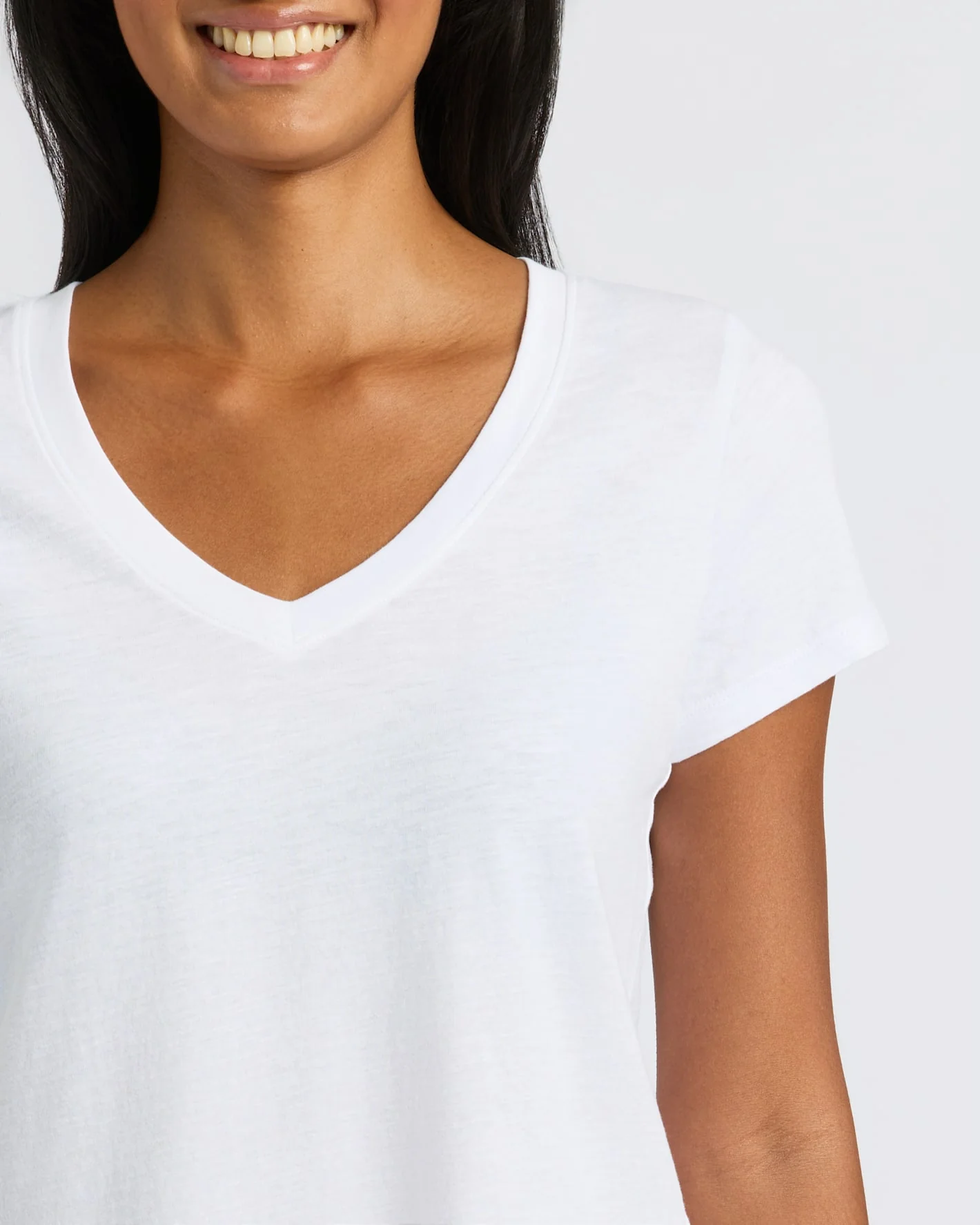 Womens Black & White Relaxed Slub V-Neck Tee 2-Pack - Image 6