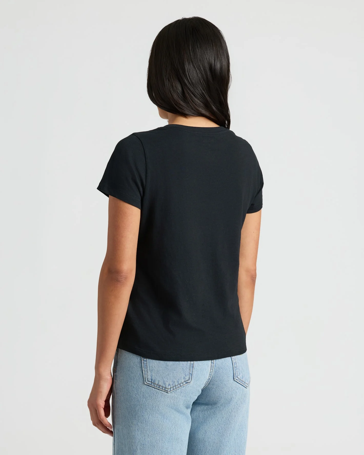 Womens Black & White Relaxed Slub V-Neck Tee 4-Pack - Image 6