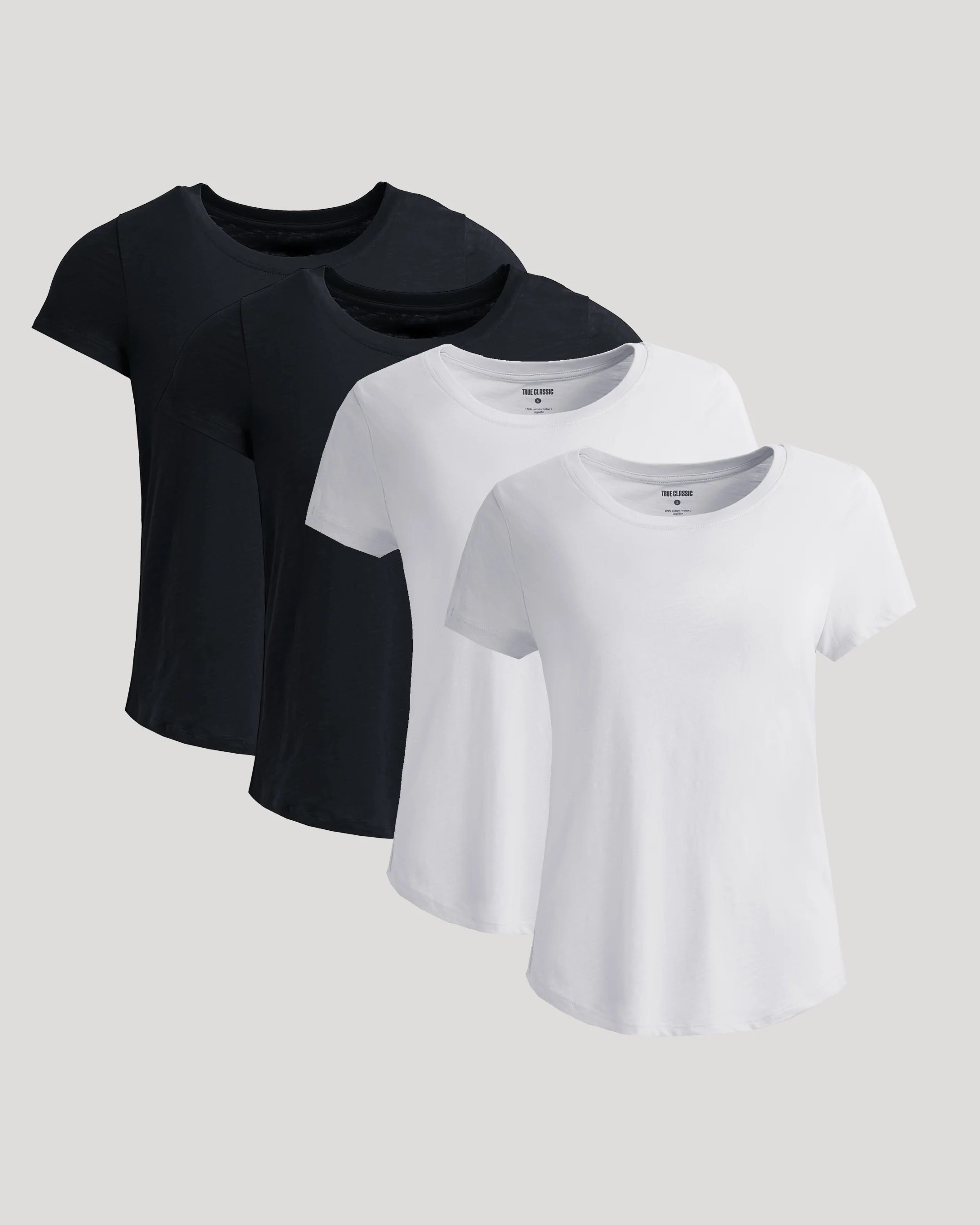 Womens Black & White Slub Scoop Neck Tee 4-Pack