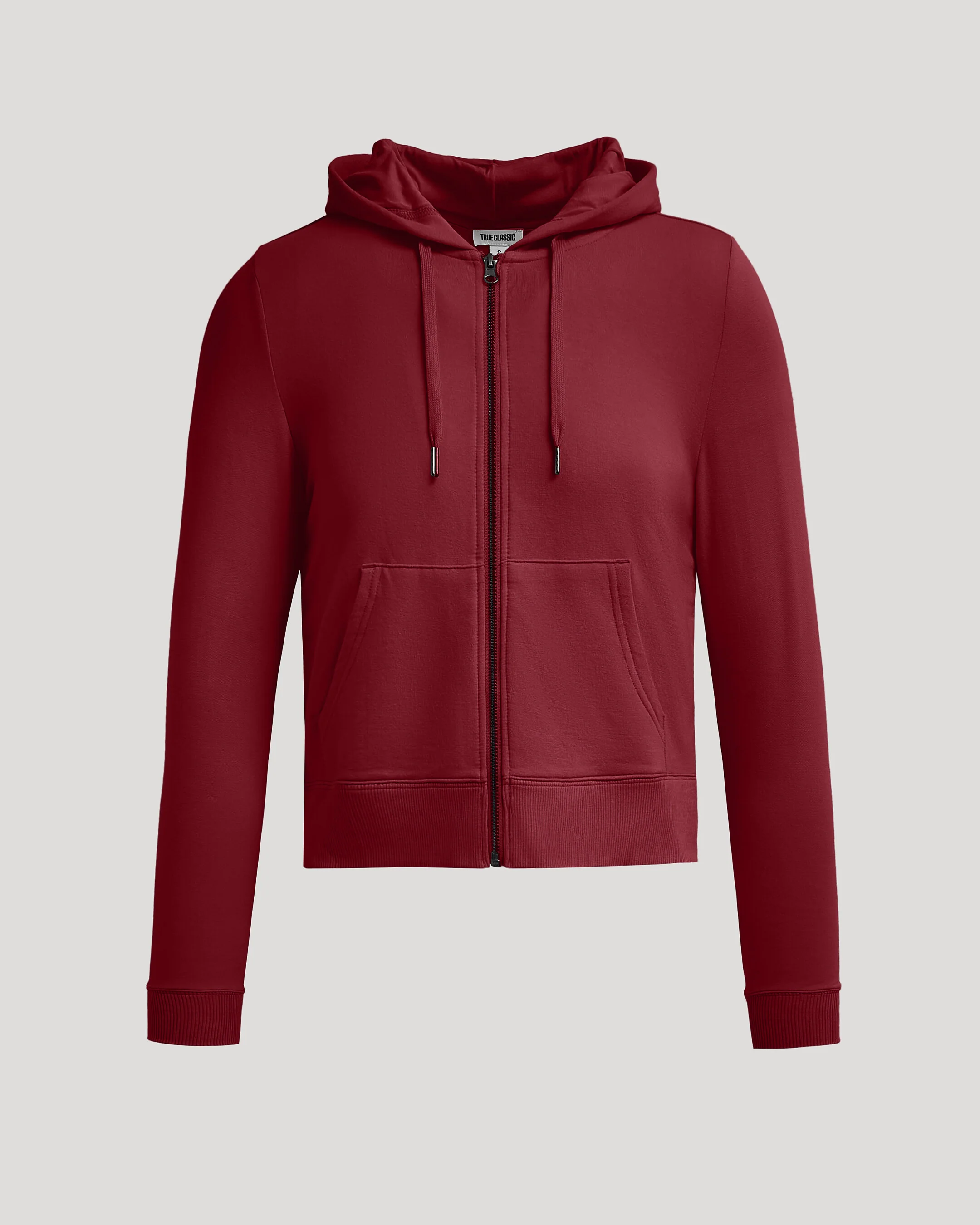 Womens Dark Maroon Crop Zip Hoodie - Image 2