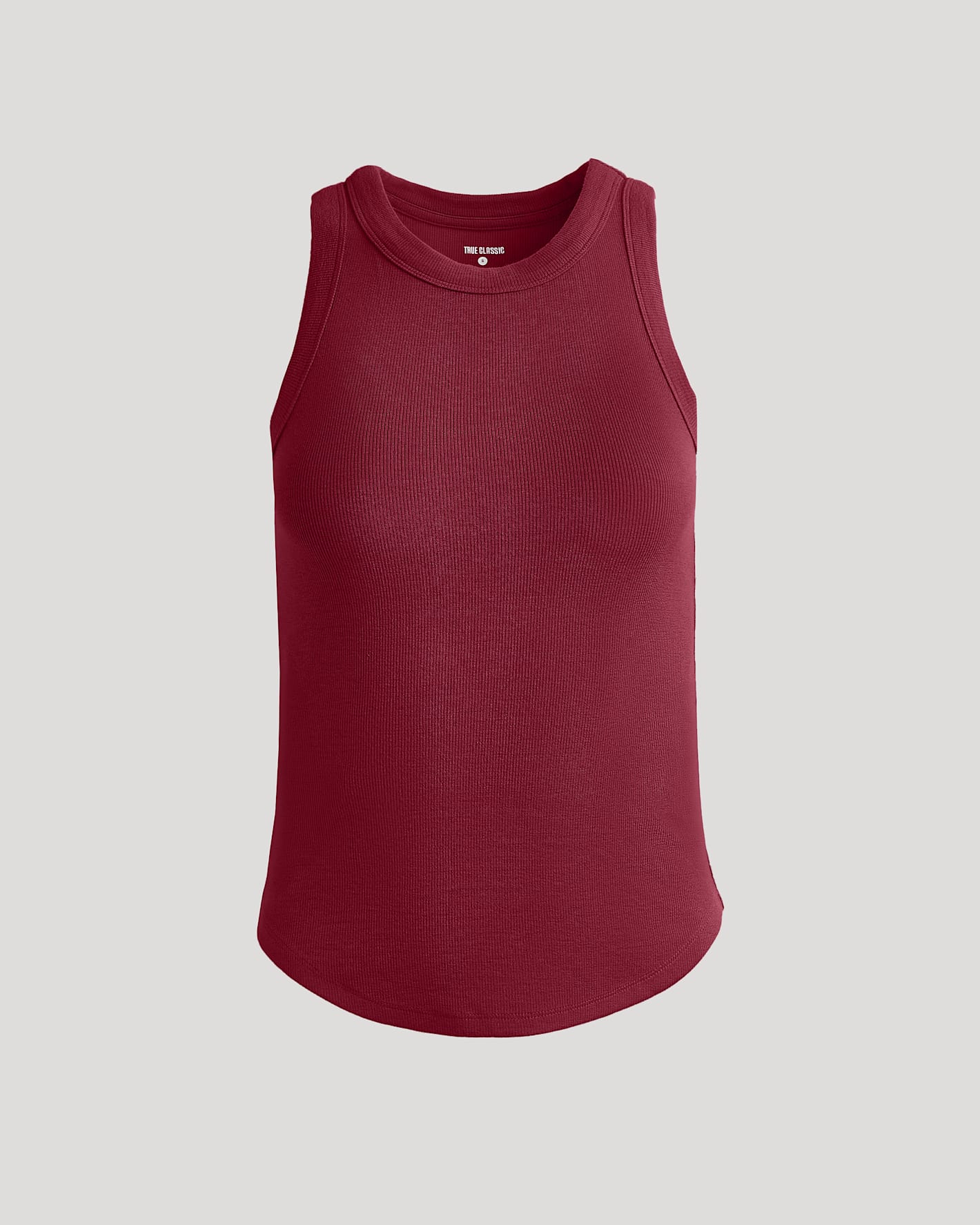 Womens Dark Maroon Ribbed High Neck Tank - Image 2