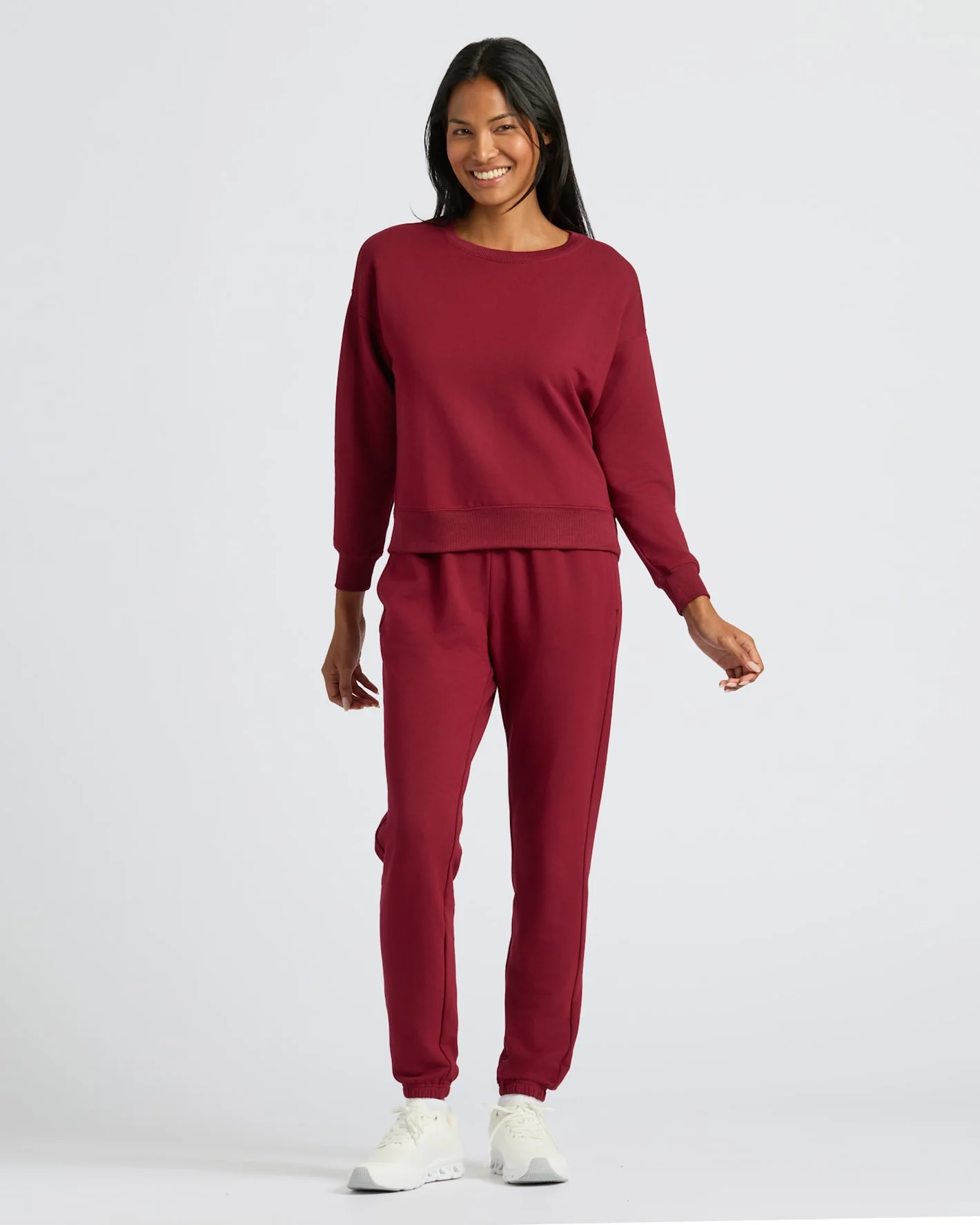 Womens Dark Maroon Slouch Pullover Crew - Image 3