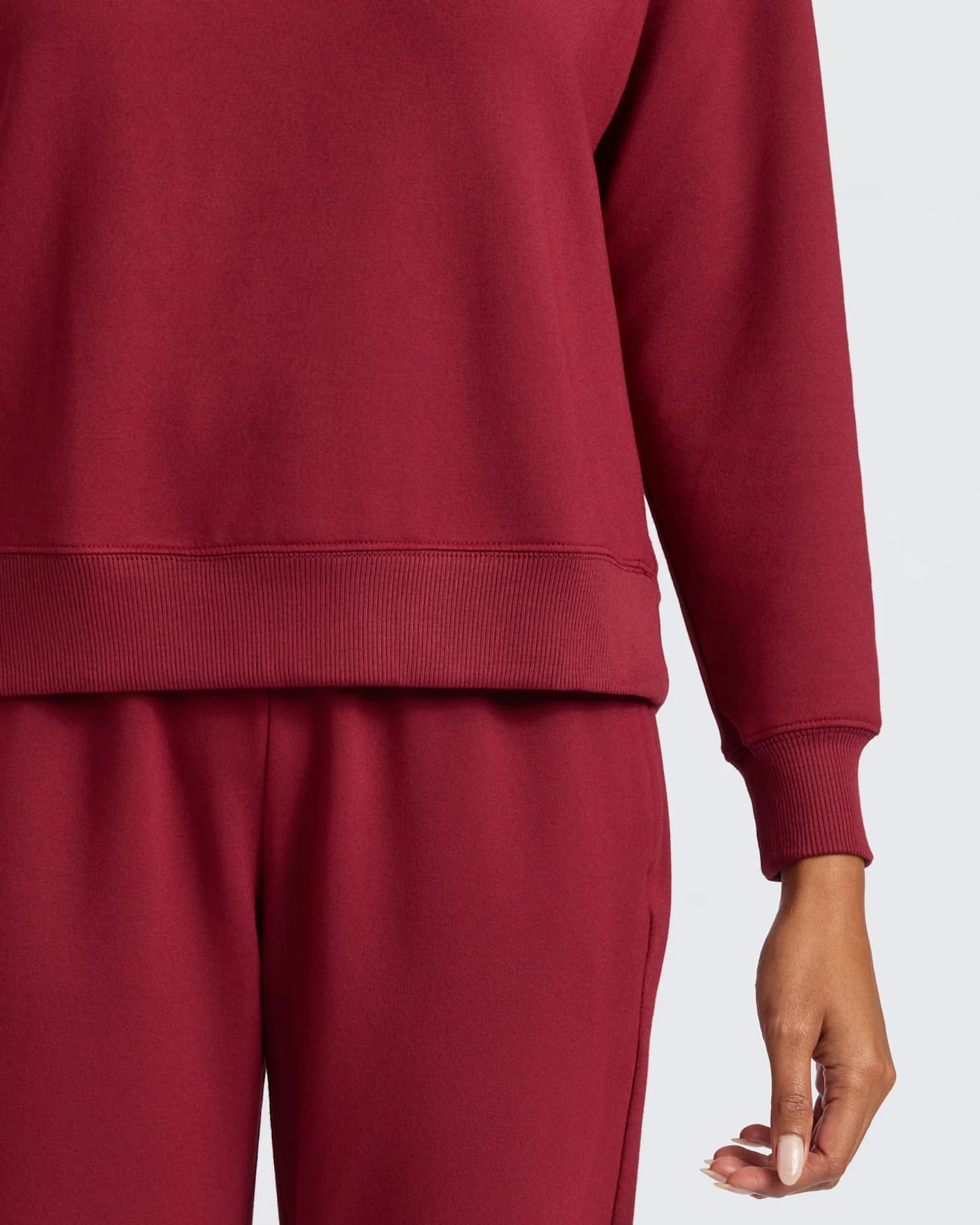 Womens Dark Maroon Slouch Pullover Crew - Image 7