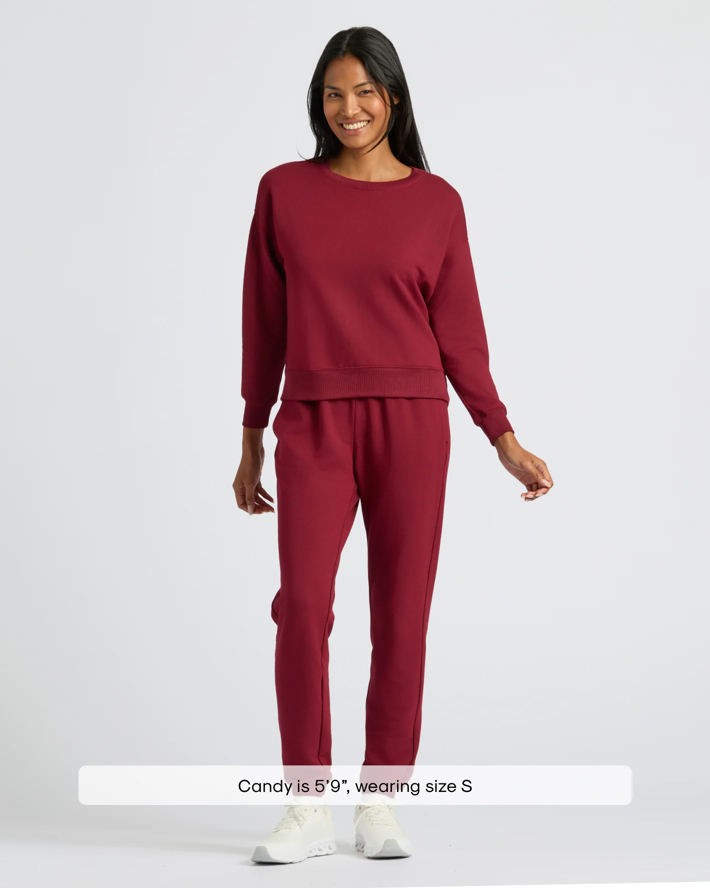 Womens Dark Maroon Slouch Pullover Crew & Relaxed Jogger 2-Pack - Image 2