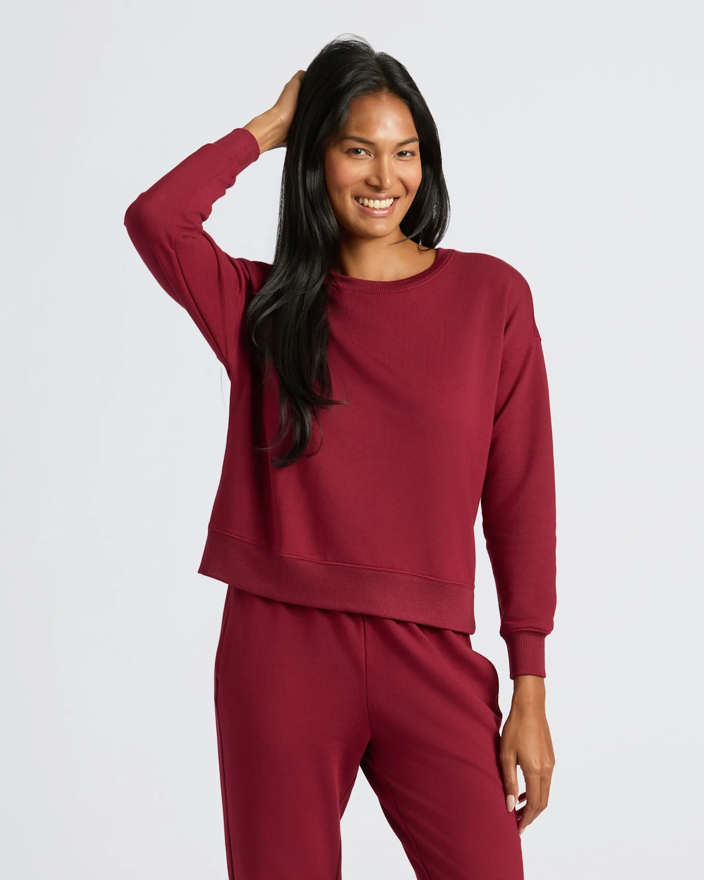 Womens Dark Maroon Slouch Pullover Crew - Image 6