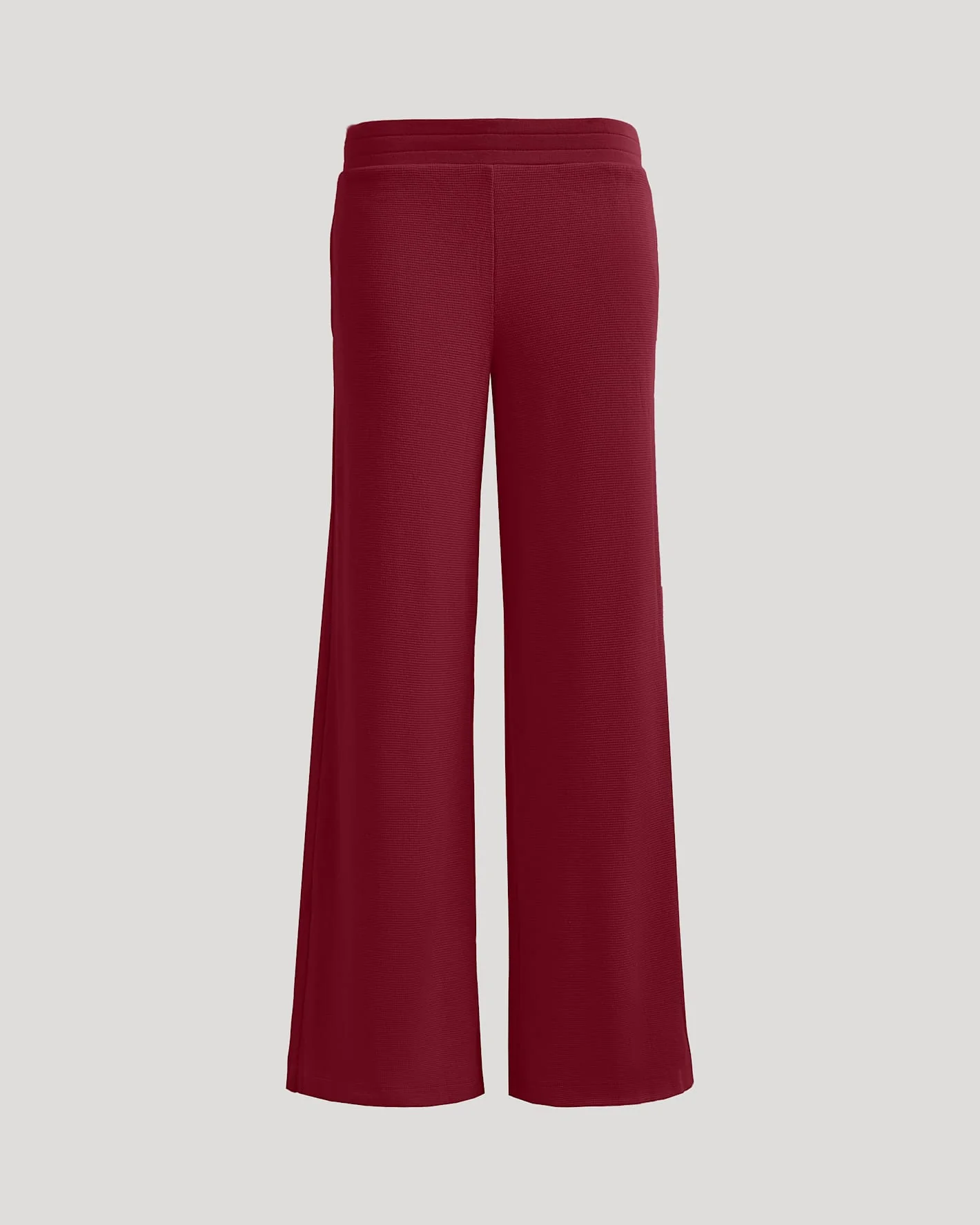 Womens Dark Maroon Waffle Wide Leg Pants - Image 2