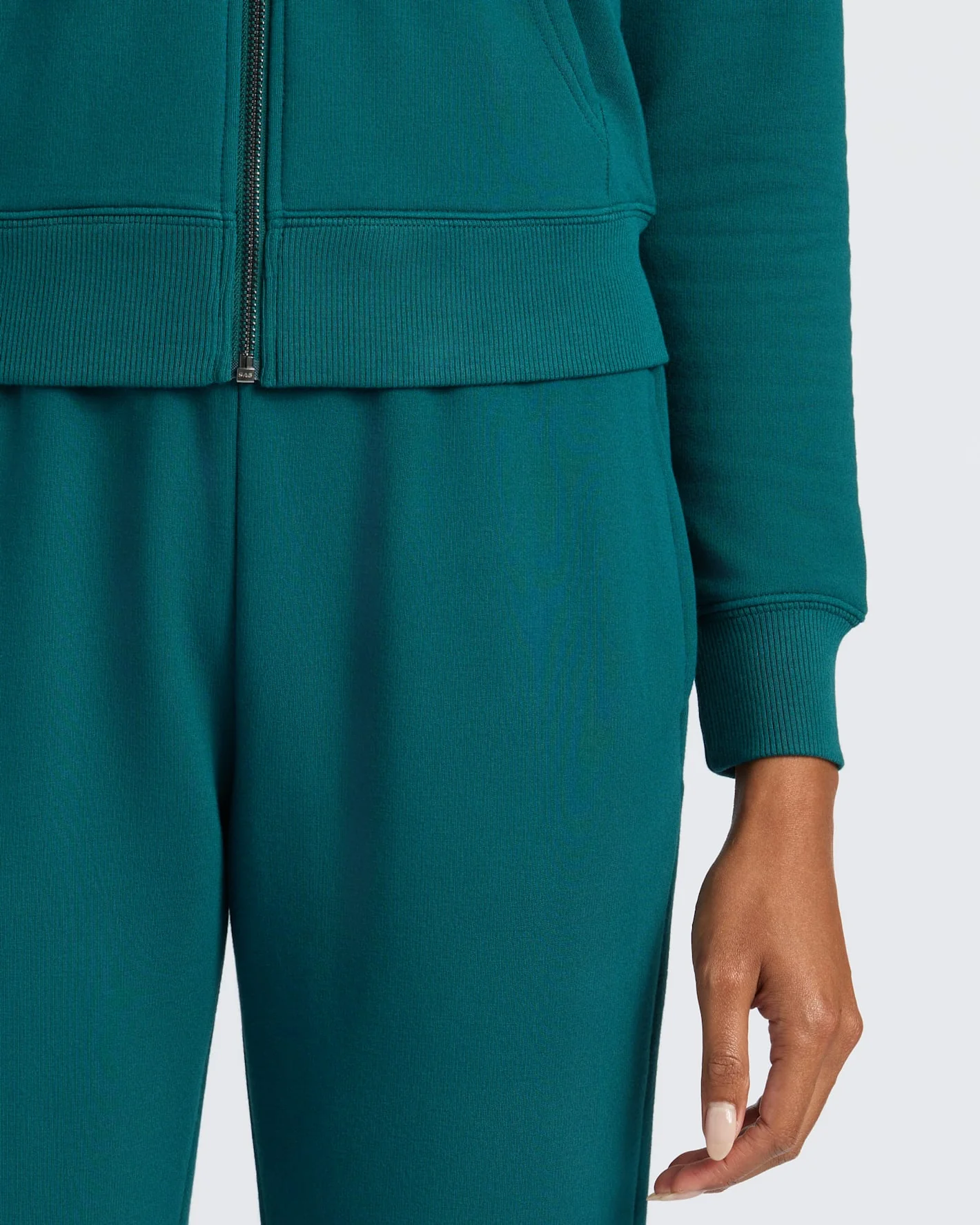 Womens Deep Emerald Crop Zip Hoodie - Image 7