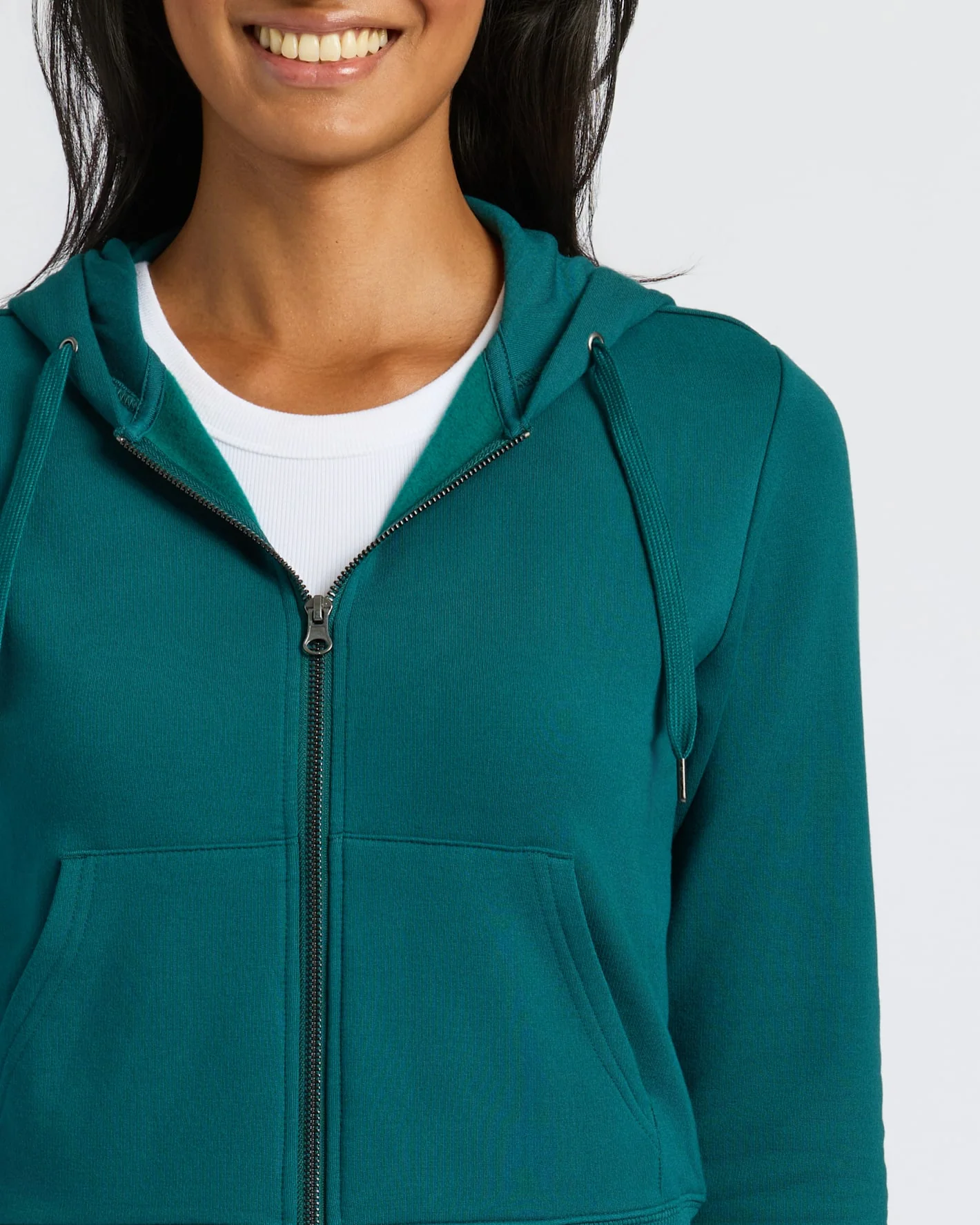Womens Deep Emerald Crop Zip Hoodie - Image 5