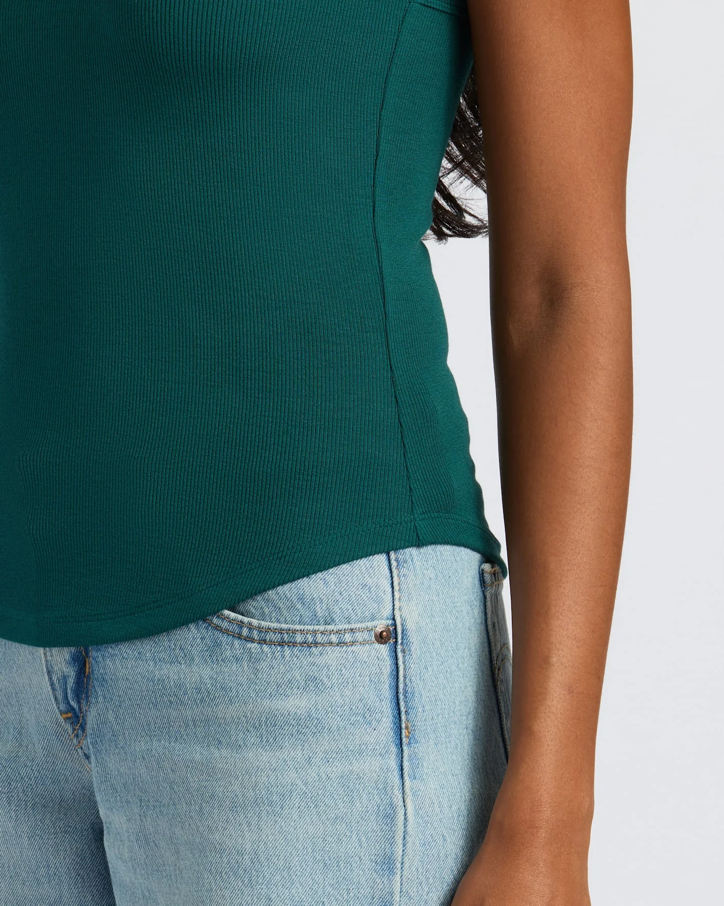 Womens Deep Emerald Ribbed High Neck Tank - Image 7